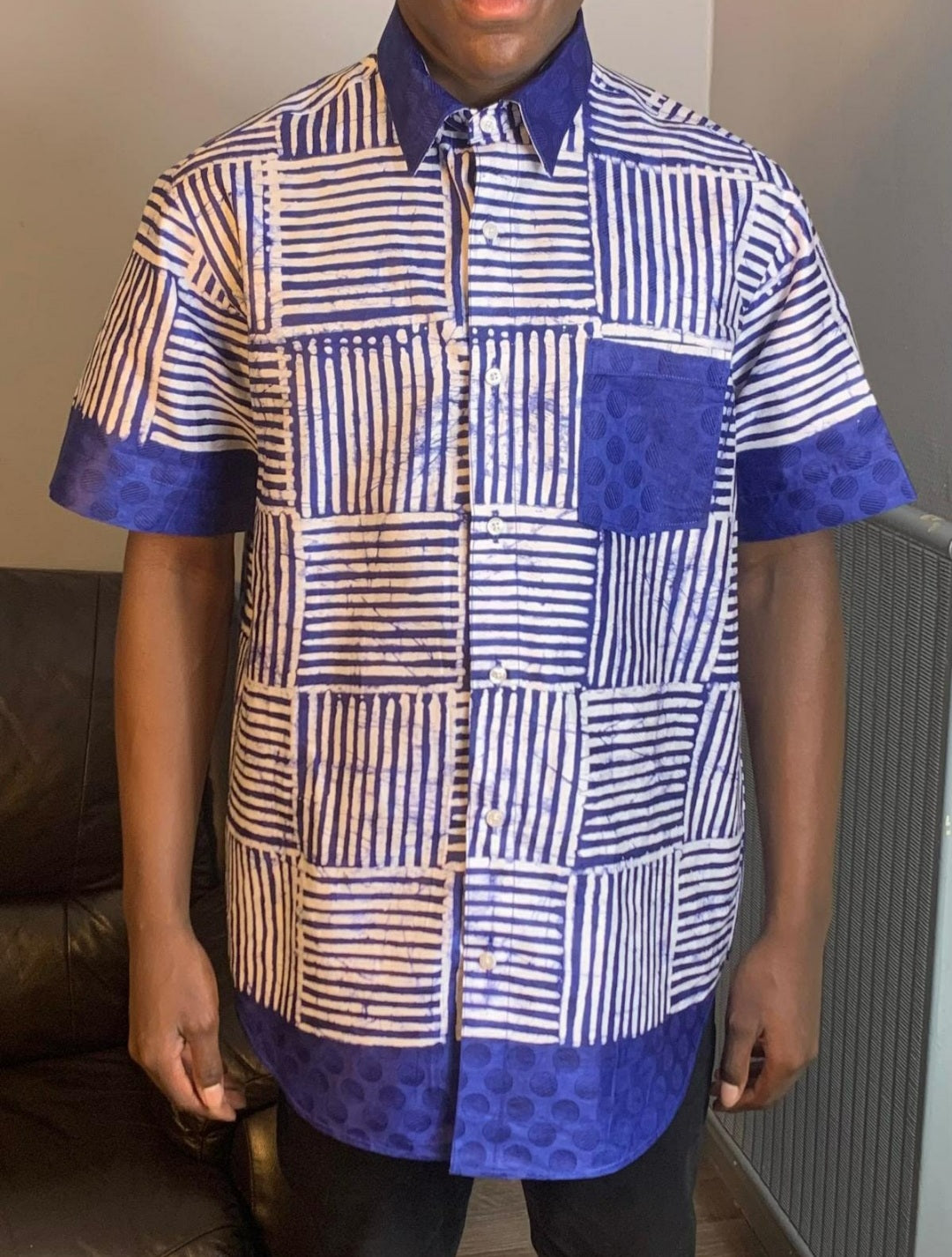 Chemise Homme Batik Bazin Adire Kampala Col chemise