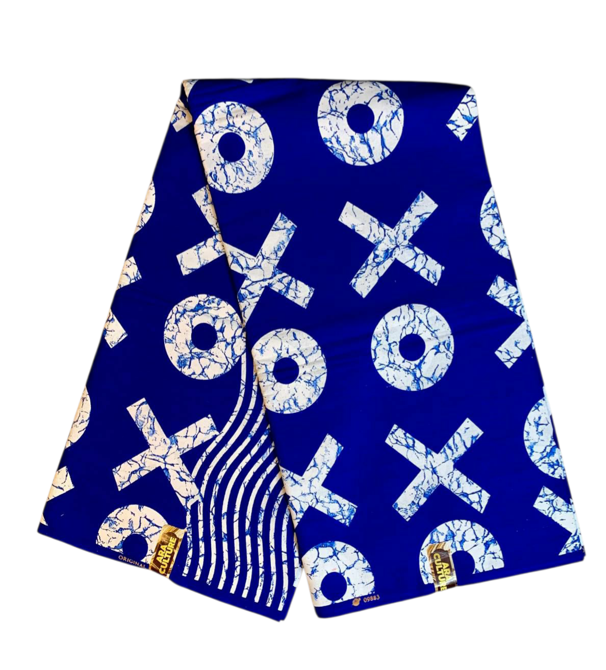 Tissus Wax Africain 100% Coton Ankara, Wax Marque Era Culture Motif OX L'original 2, 4 et 6 yards Bleu blanc