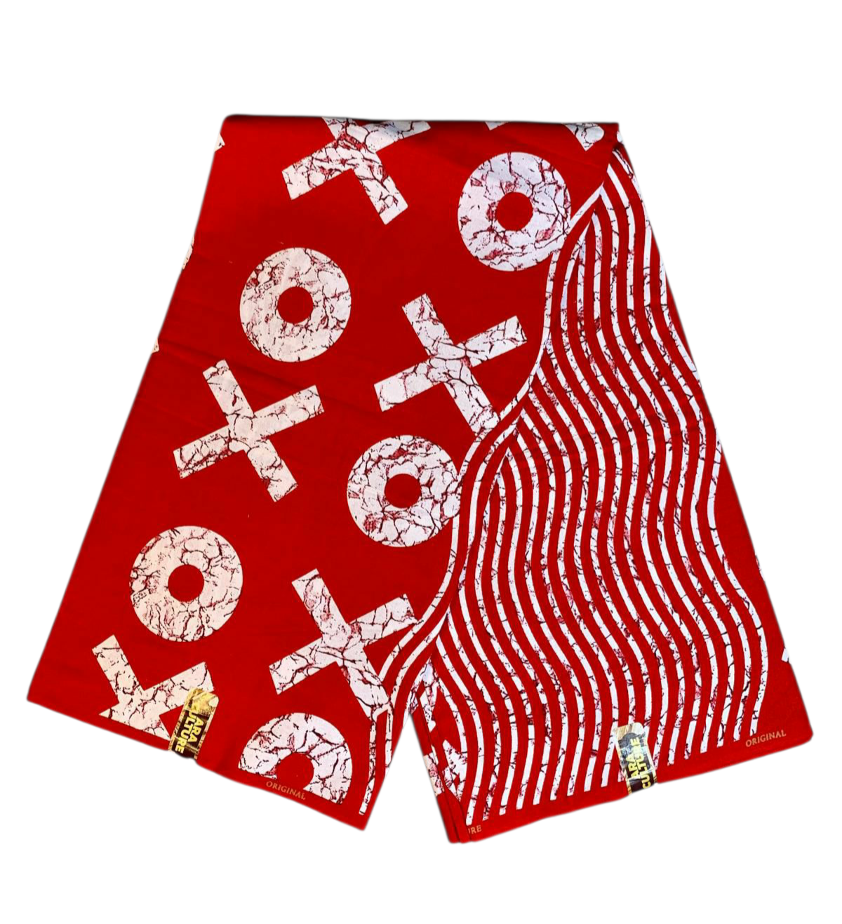 Tissus Wax Africain 100% Coton Ankara Wax Marque Era Culture Motif OX L'original 2,4 et 6 yards Rouge Blanc