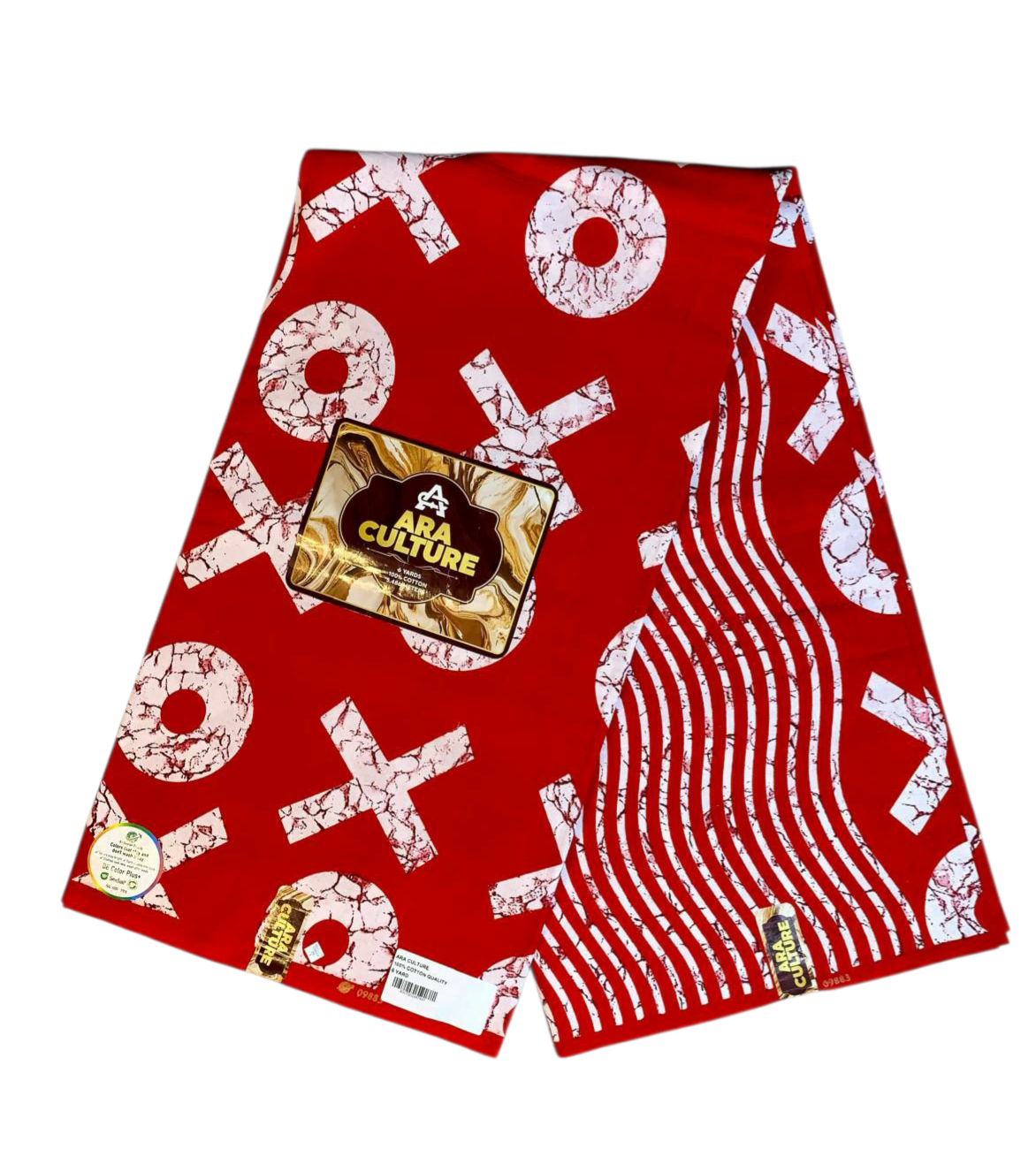 Tissus Wax Africain 100% Coton Ankara Wax Marque Era Culture Motif OX L'original 2,4 et 6 yards Rouge Blanc