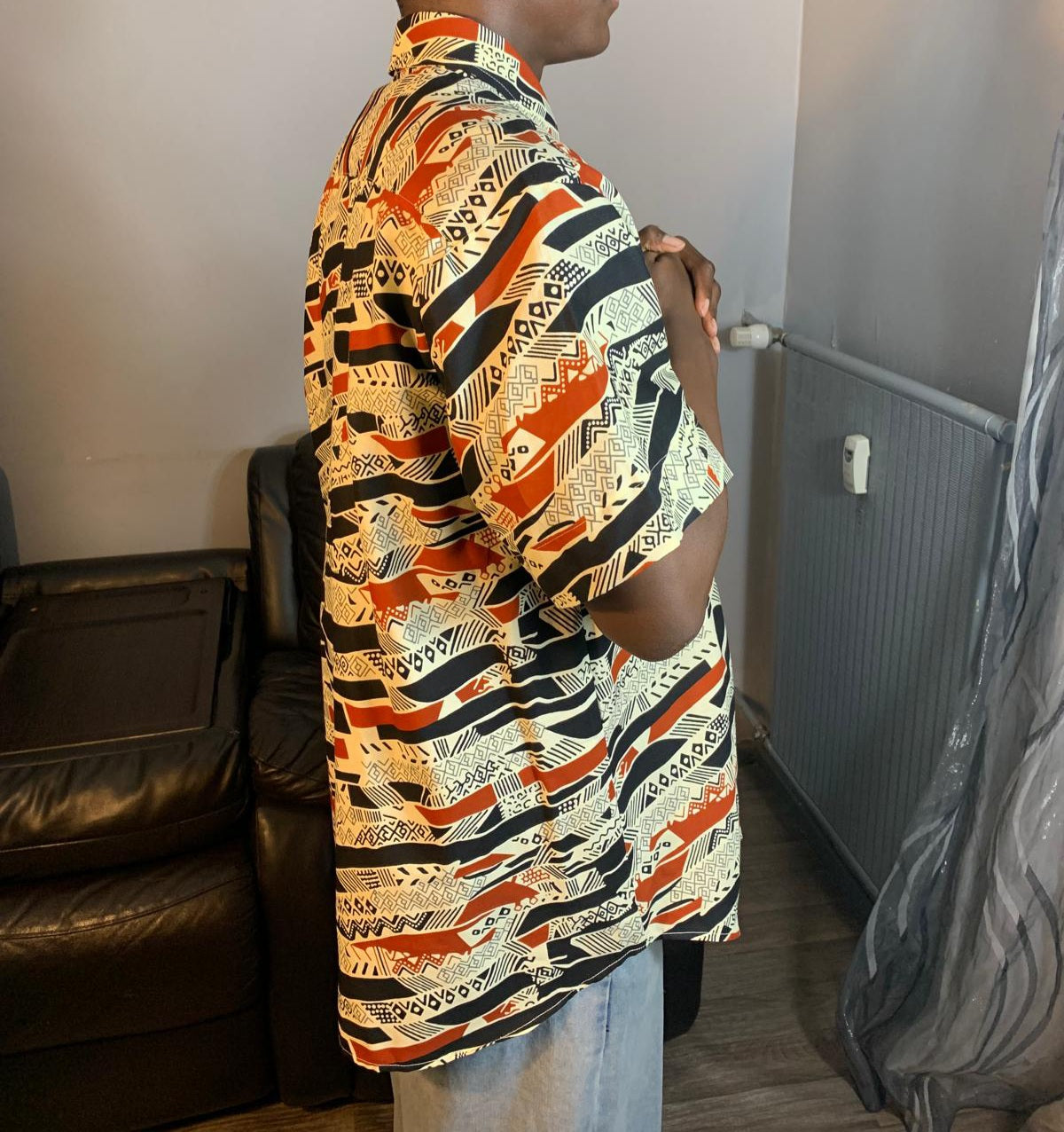 Chemise Homme wax Africain 100%Coton Avec Col motif Ethnique Ankara