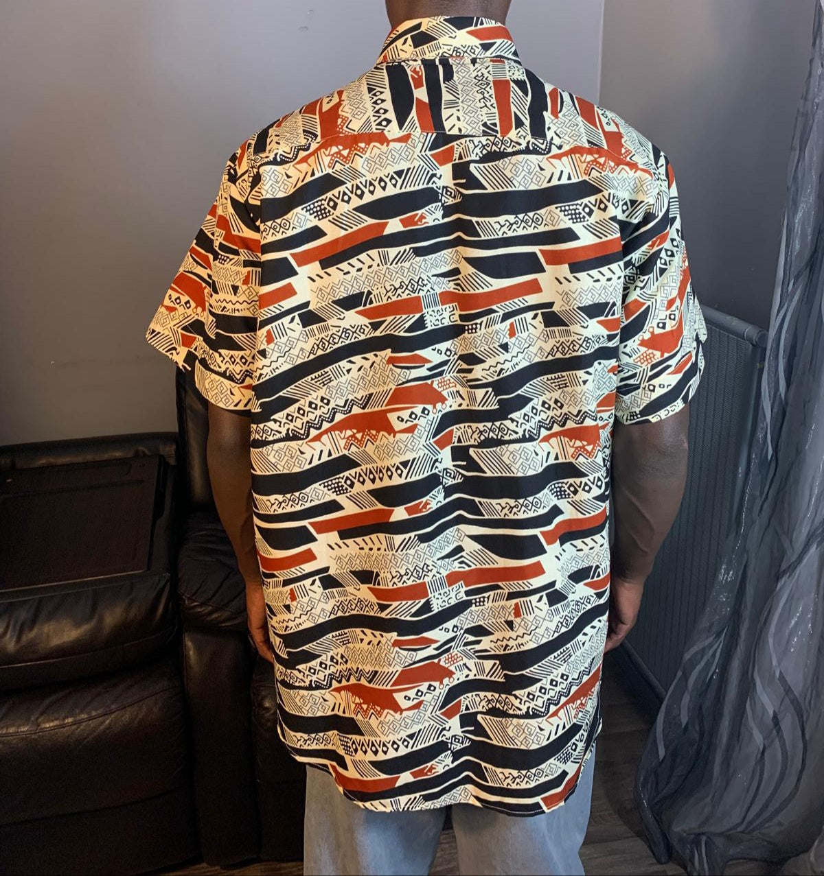 Chemise Homme wax Africain 100%Coton Avec Col motif Ethnique Ankara