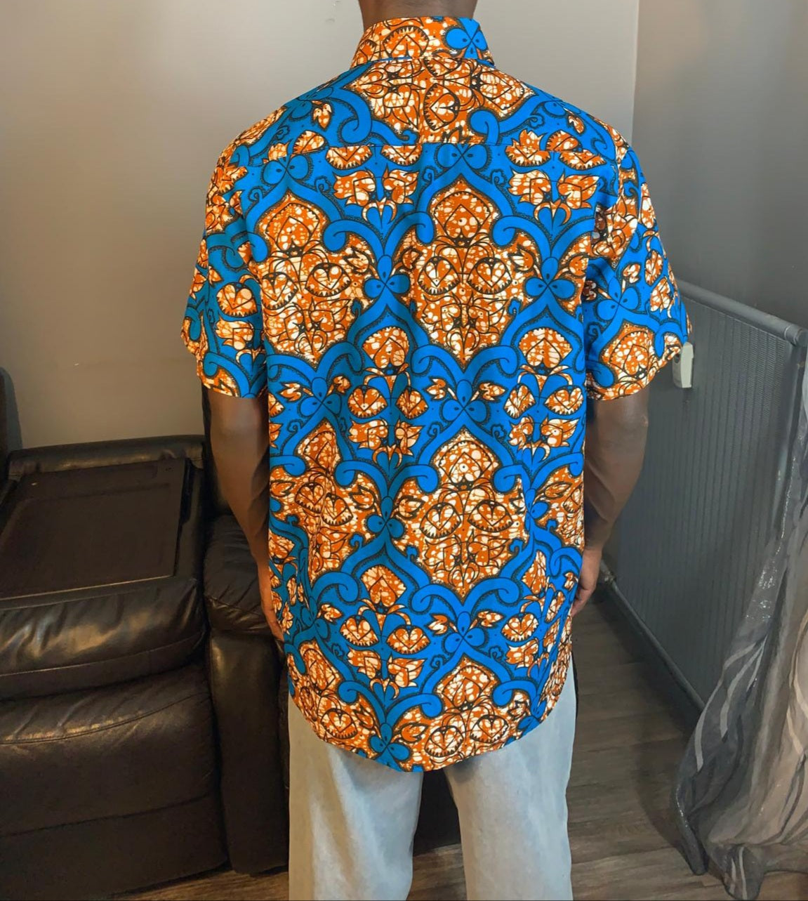 Chemise Homme Wax Africain 100%Coton Avec Col Collection Ankara