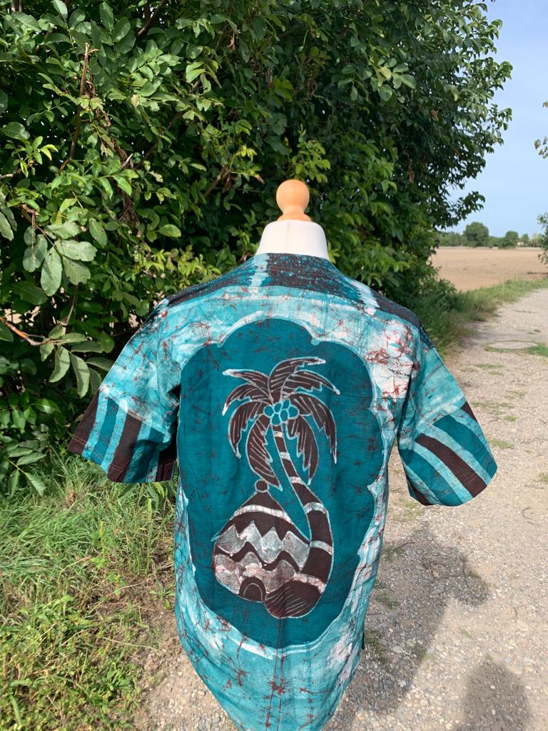 Mixed Batik Safari Animal Pattern Cotton Shirt - Green