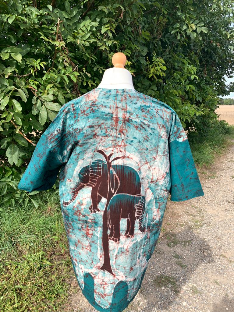 Mixed Batik Safari Animal Pattern Cotton Shirt - Green