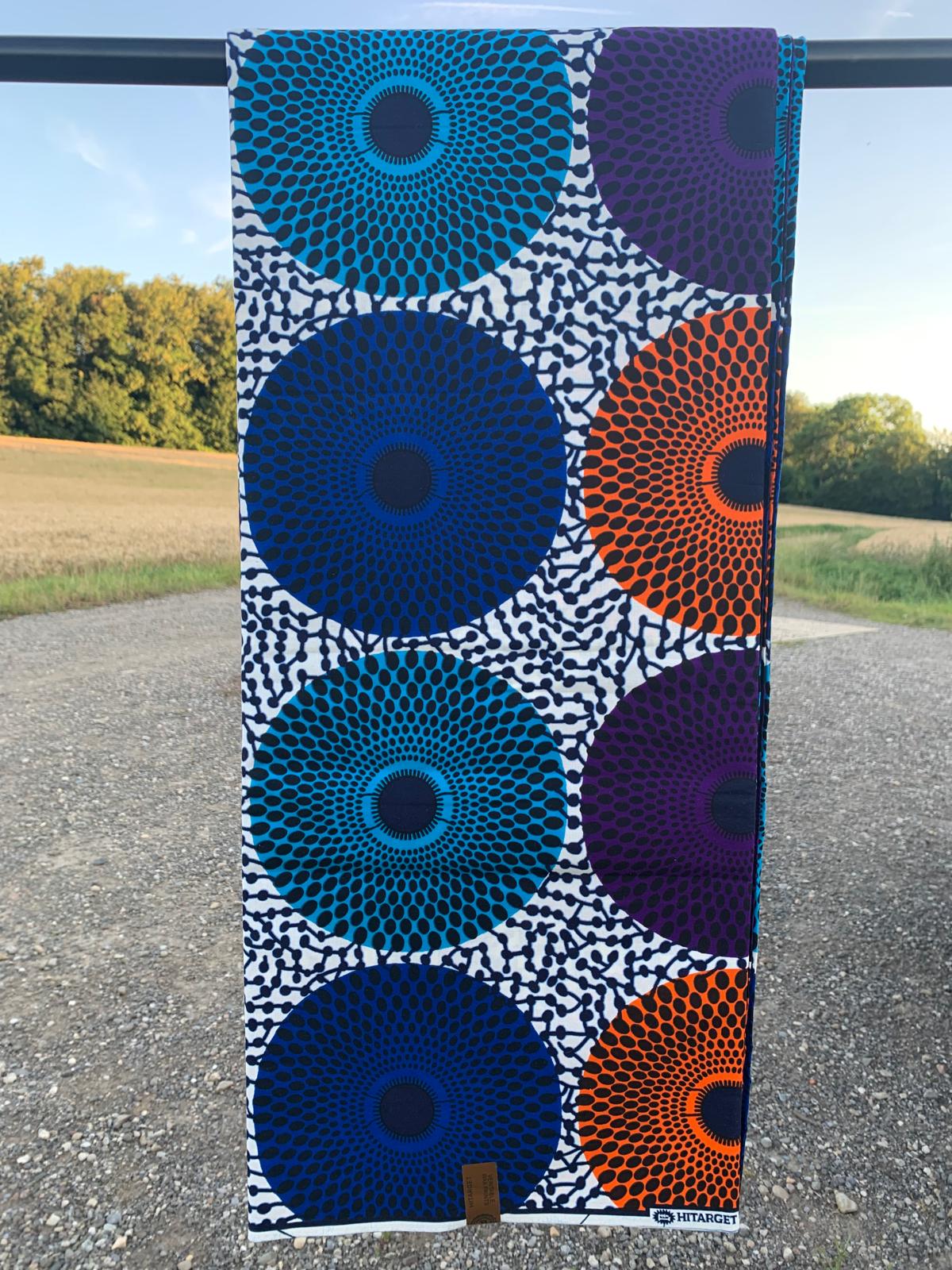 Tissus Wax Africain 100%Coton 1 à 6 Yards Marque "Hitarget" Motif : Grand Disque