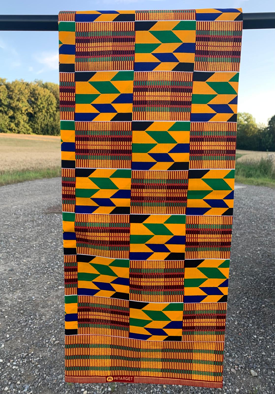Tissus en Wax 1 à 5 Yards Marque "Hitarget" Wax Qualité Supérieure Real Wax Motif : Kente
