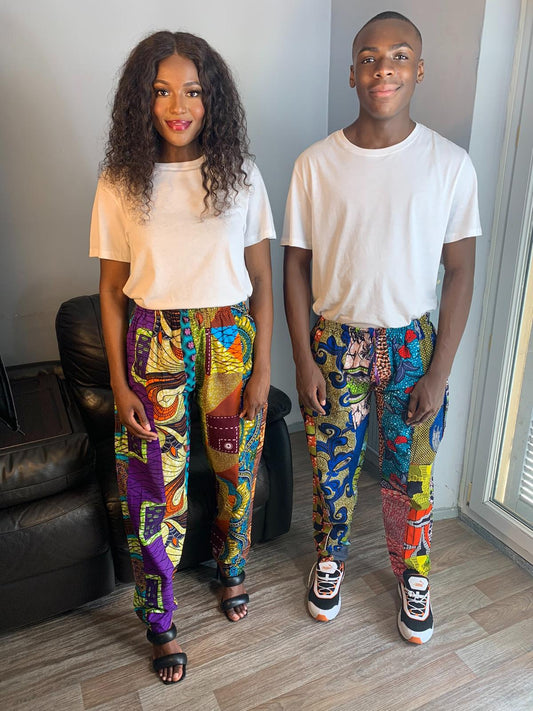 Gemischte Patchworkhose aus Wachs: hochwertiges Wachs, Ankara, farbig 7 und 8