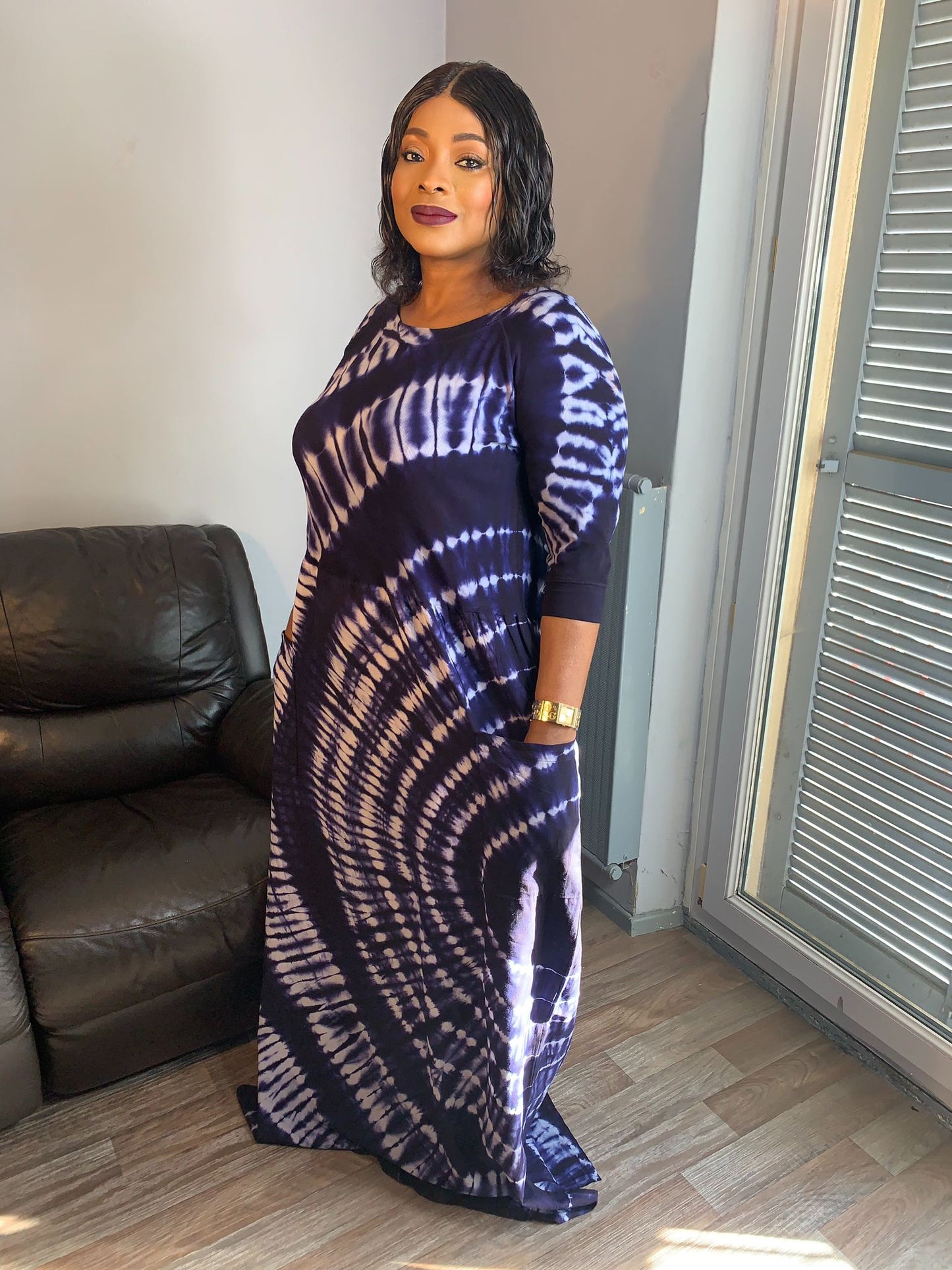 Robe T-shirt Batik Bleu Tye and Dye indigo