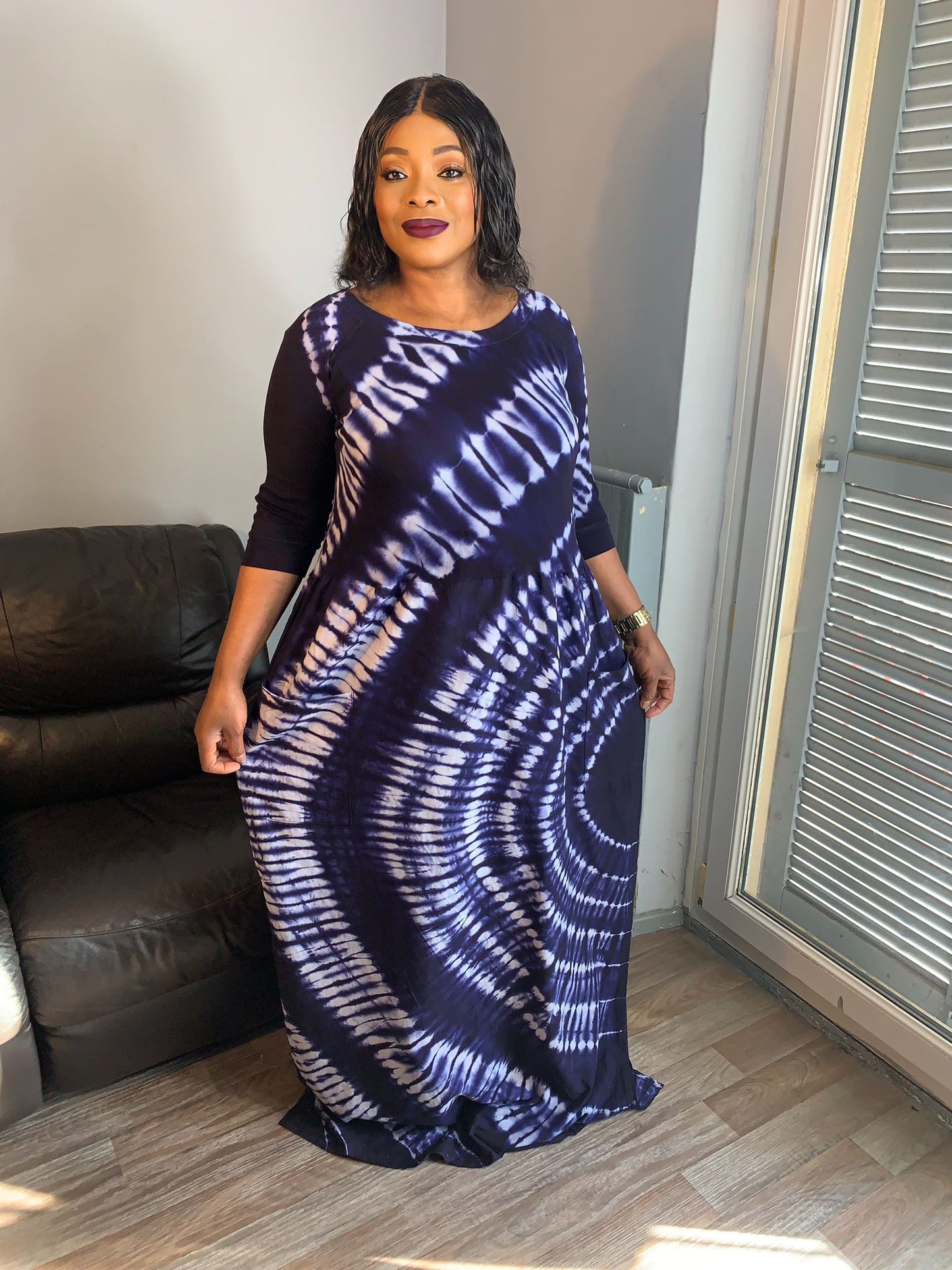 Robe T-shirt Batik Bleu Tye and Dye indigo