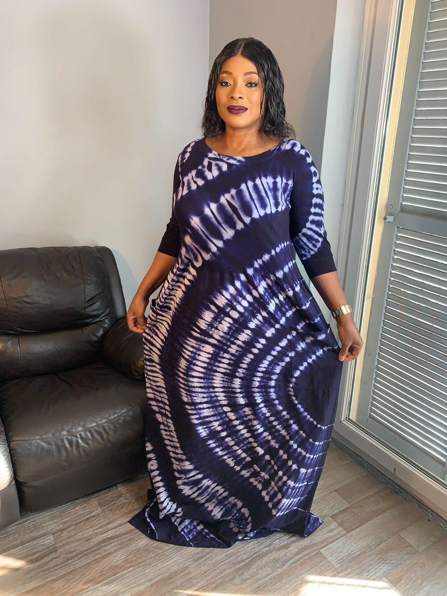 Robe T-shirt Batik Bleu Tye and Dye indigo