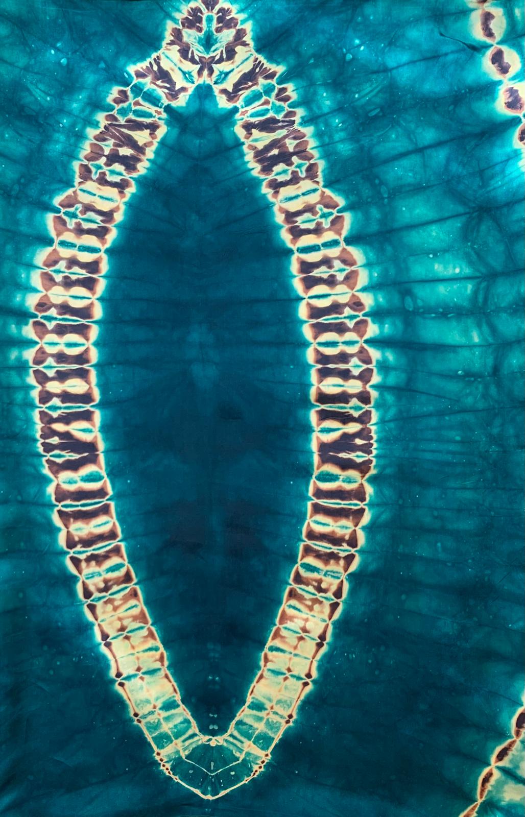 Adiré Green Caftan Silk Boubou – Tie and Dye Silk Long Dress Adire Silk Batik