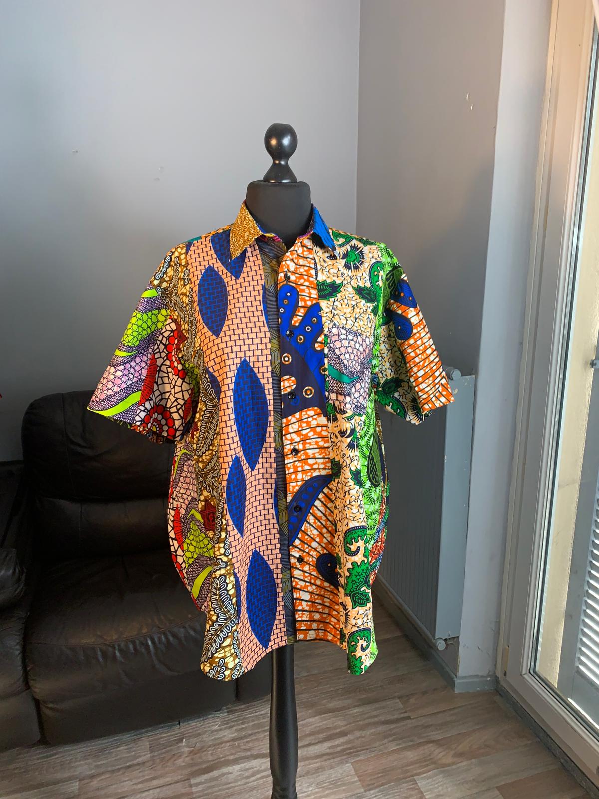 Chemise Patchwork Wax Ankara Colorée chemises mixtes