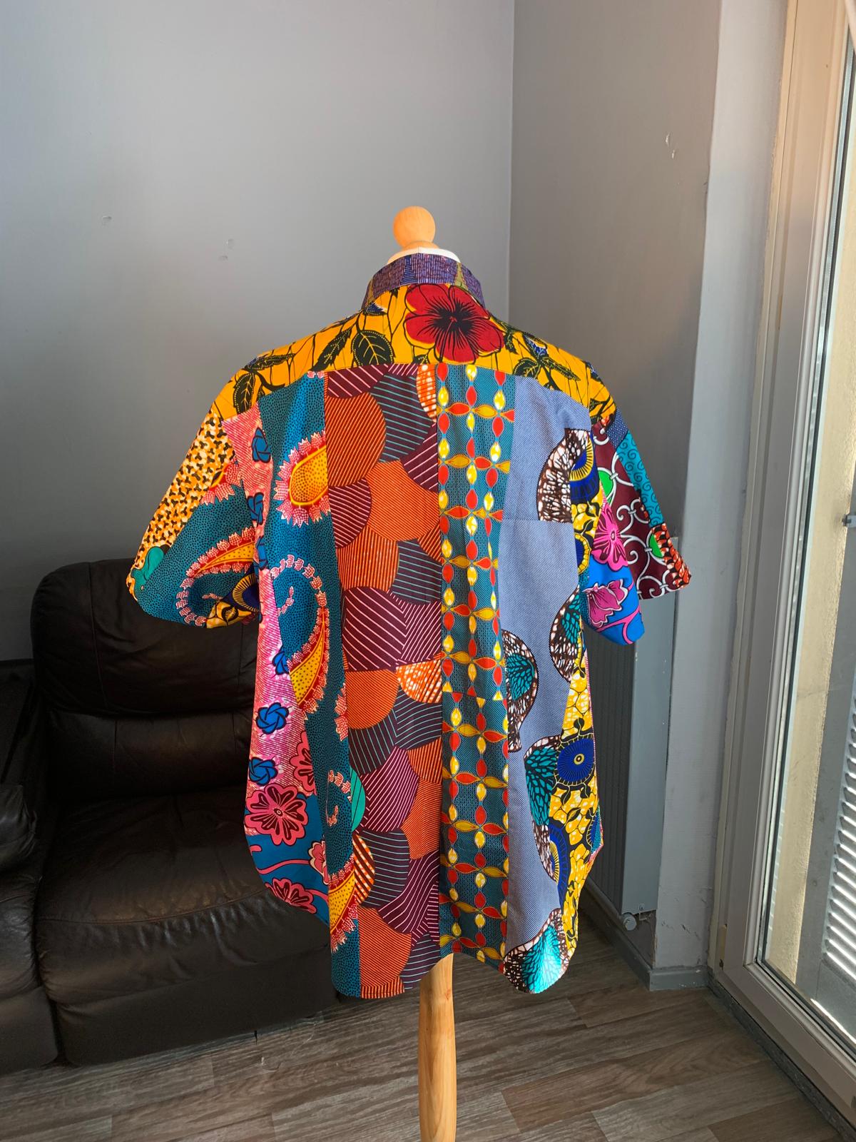 Chemise Patchwork Wax Ankara Colorée chemises mixtes
