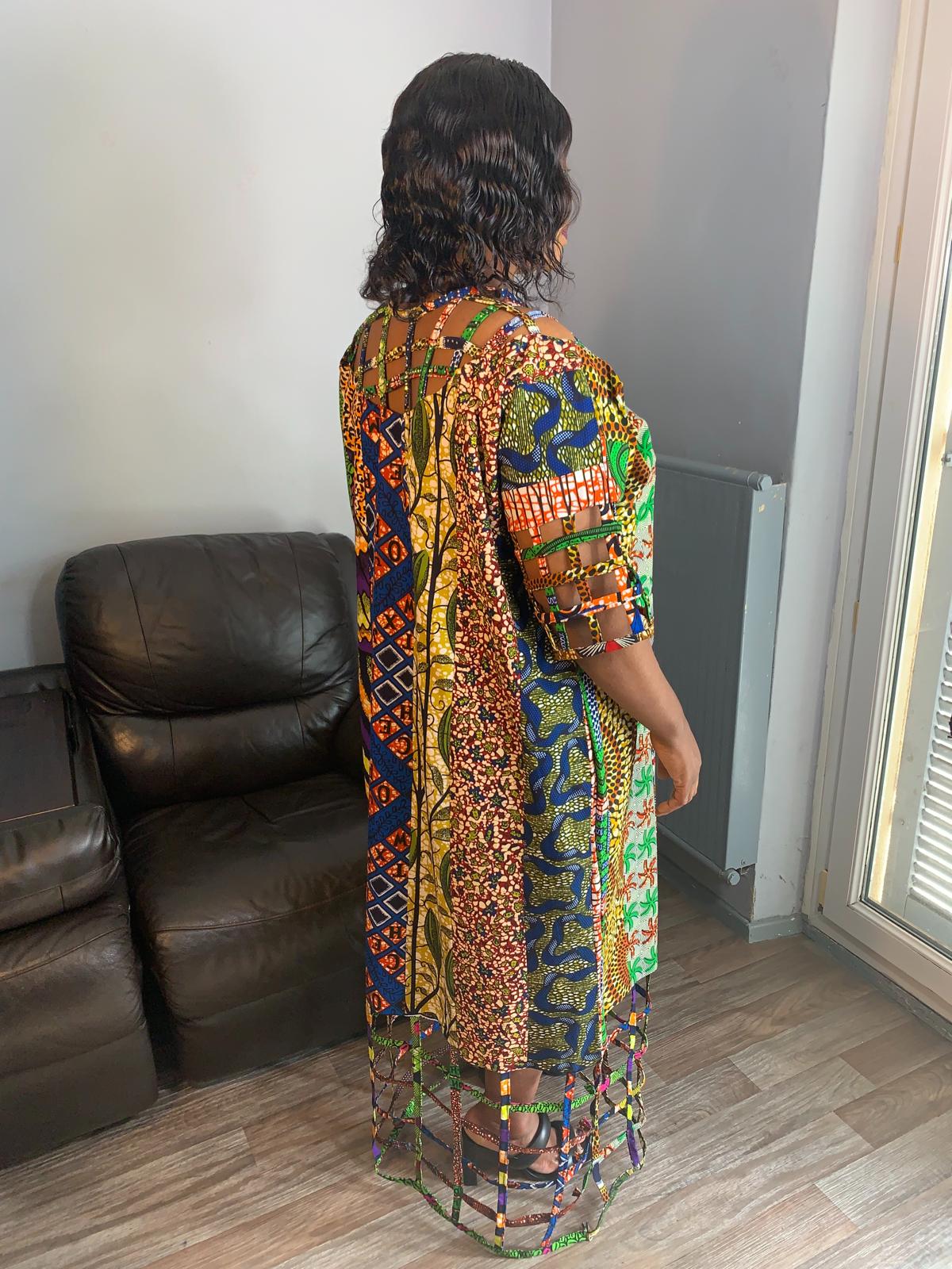 Robe Patchwork Longue a Grillage Wax De Qualité Tendance Coton