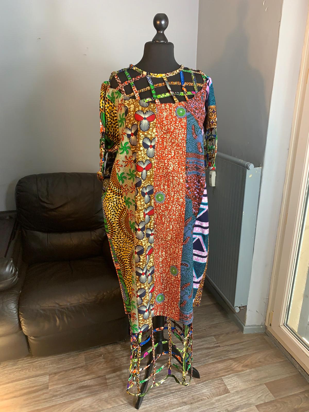 Robe Patchwork Longue a Grillage Wax De Qualité Tendance Coton