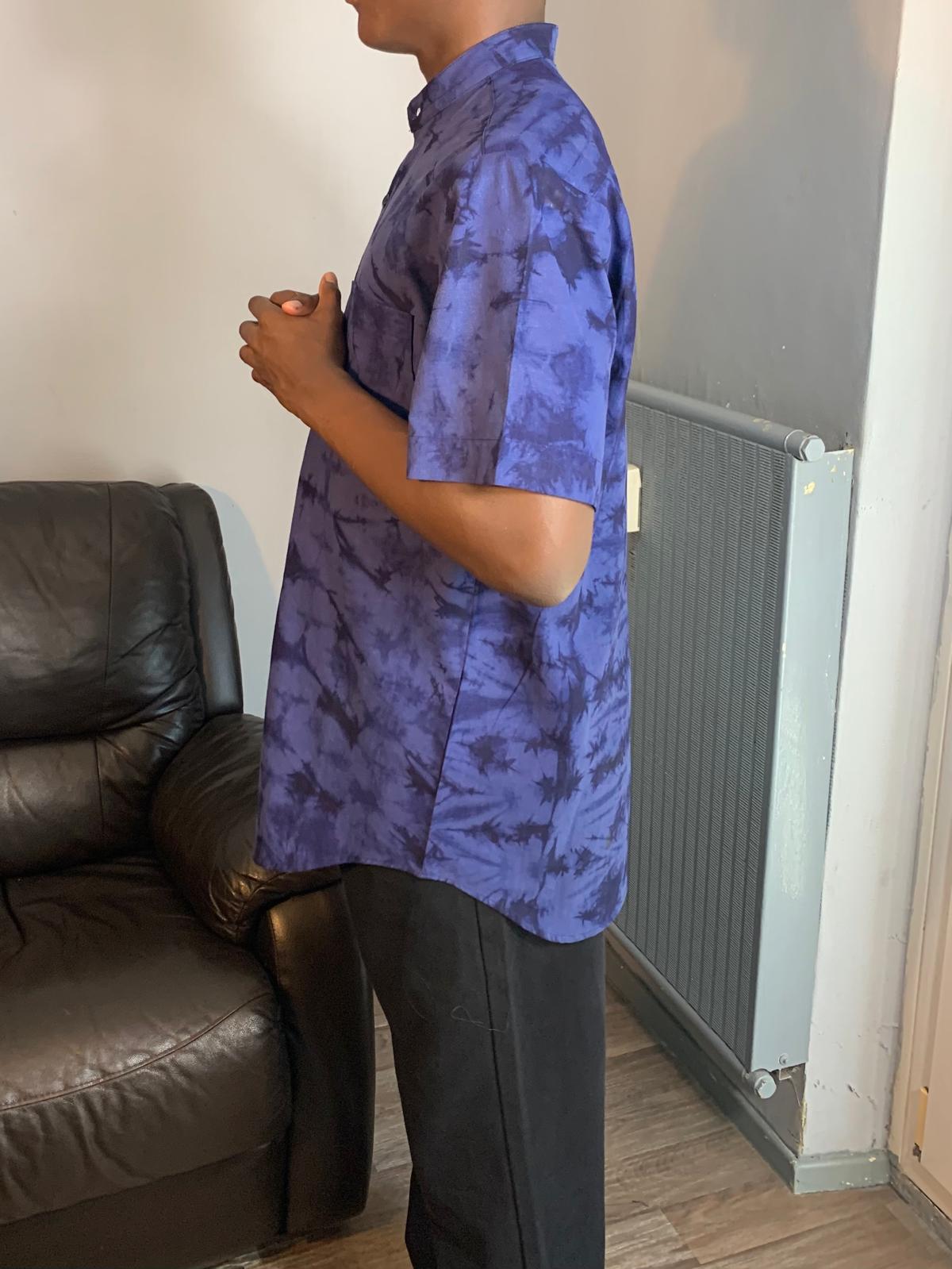 Chemise homme Indigo Batik Bleu Marine 100% Coton