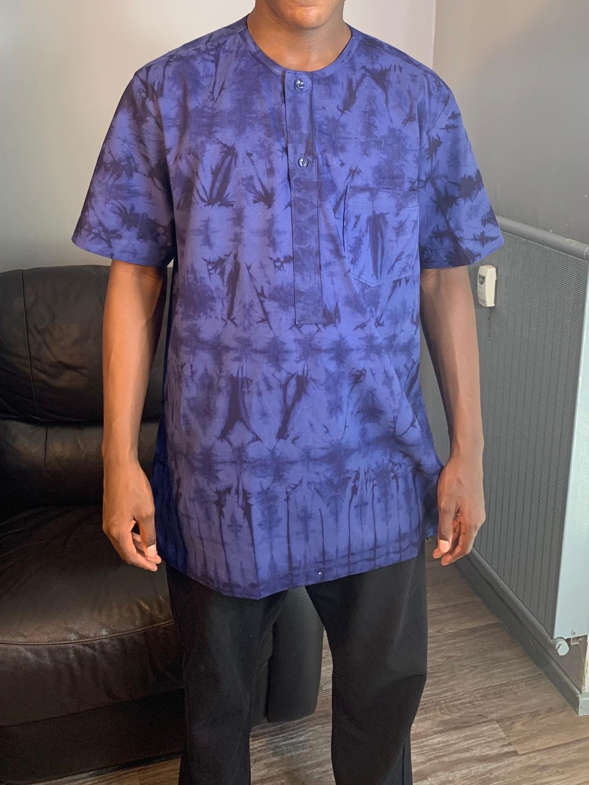 Chemise homme Indigo Batik Bleu Marine 100% Coton