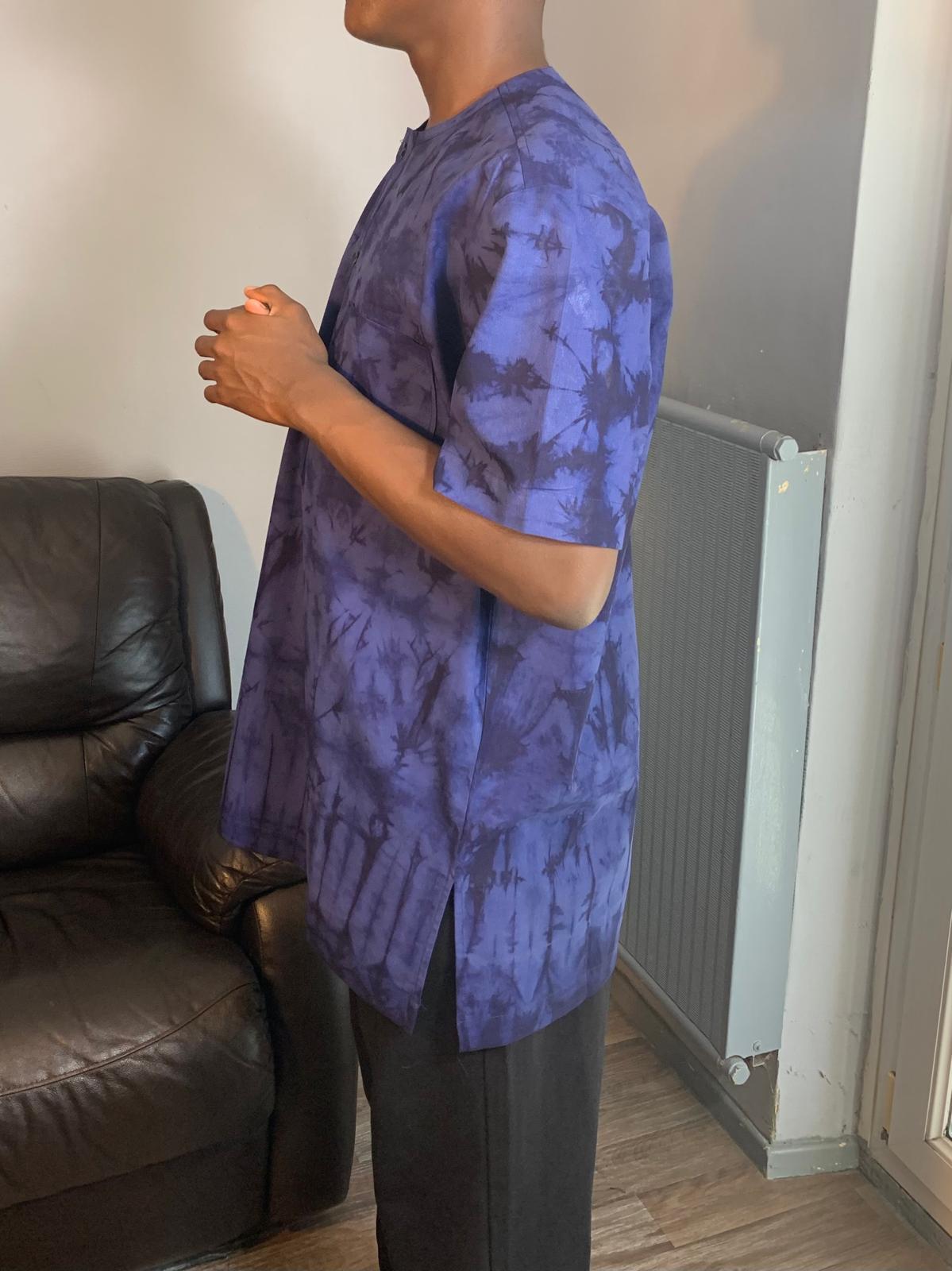 Chemise homme Indigo Batik Bleu Marine 100% Coton