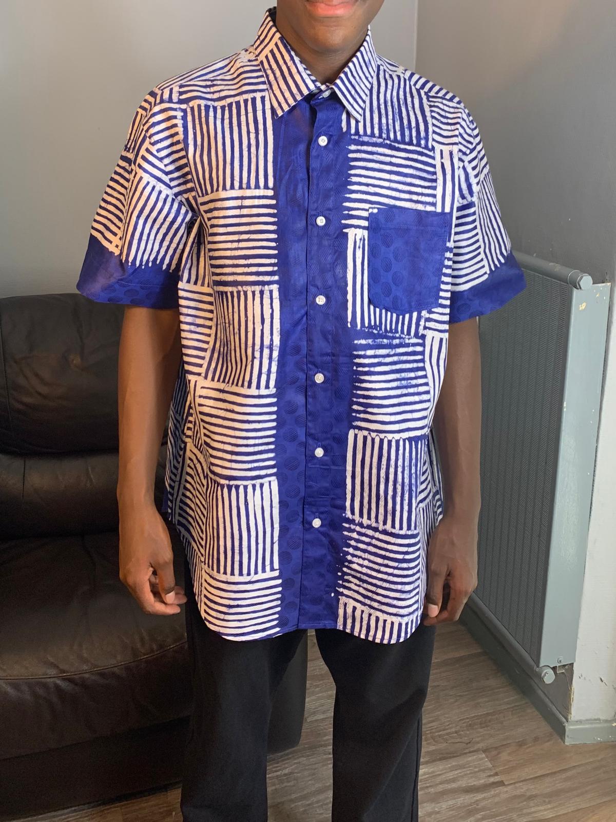 Men's Batik Bazin Adire Kampala Shirt