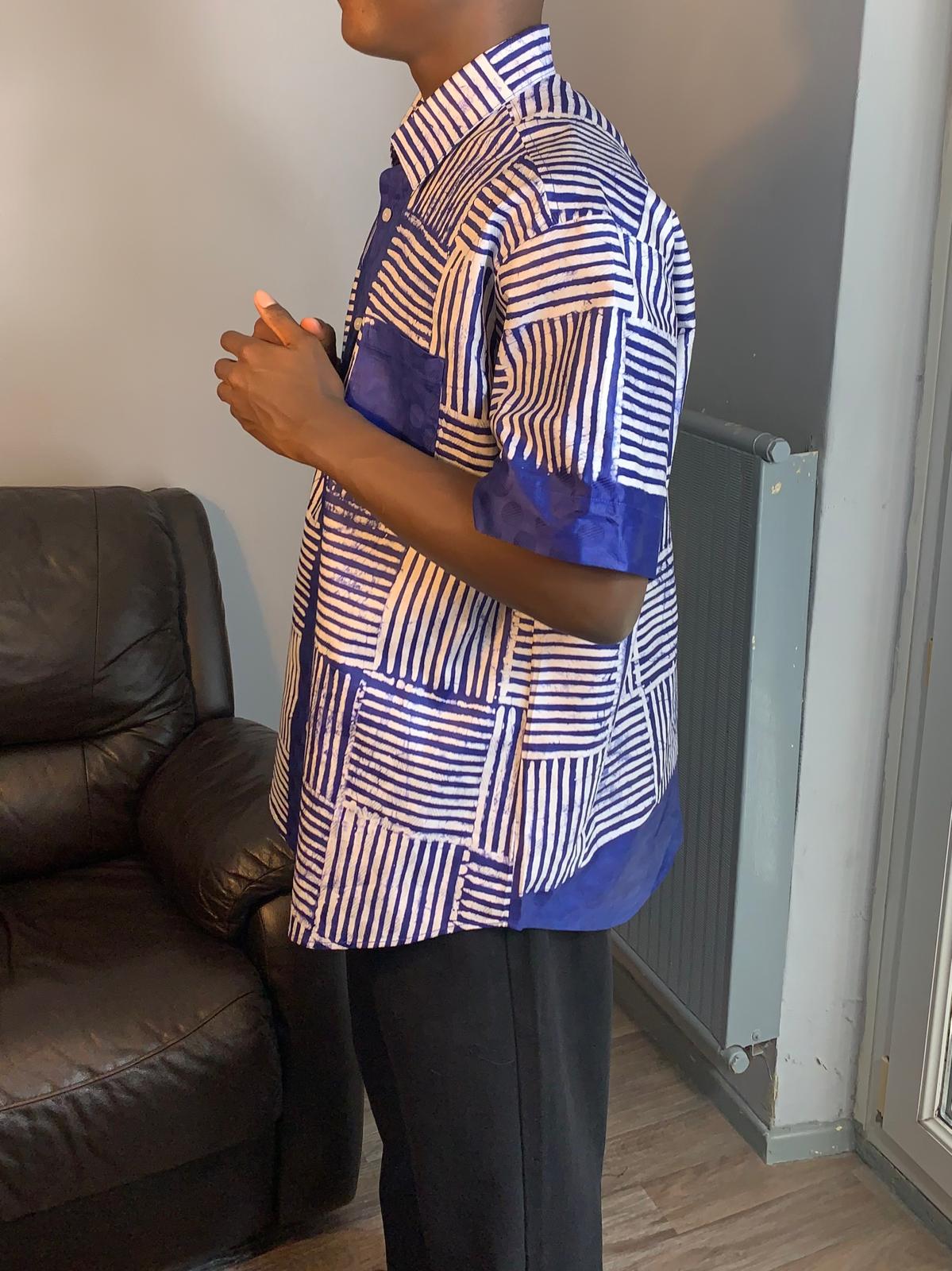 Men's Batik Bazin Adire Kampala Shirt