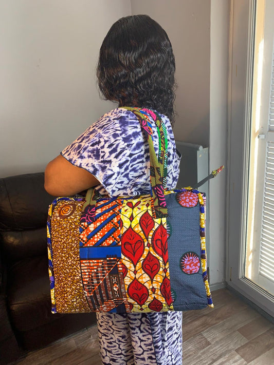 Gesteppte Patchwork-Wachs-Ankara-Tasche für Frauen