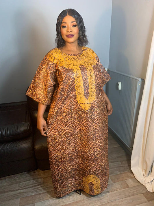 Langes Batikkleid, Tye and Dye, handgefertigt von Adire