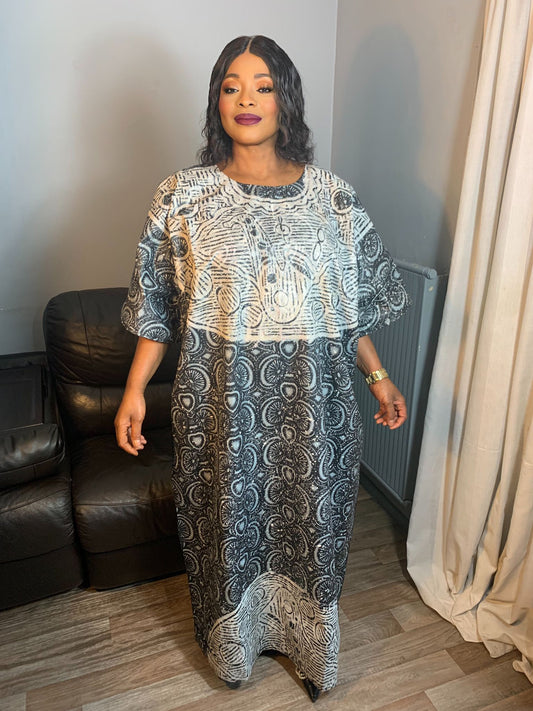 Künstlerisches Batikkleid, Kaftan, Adire, Ankara, binden und färben