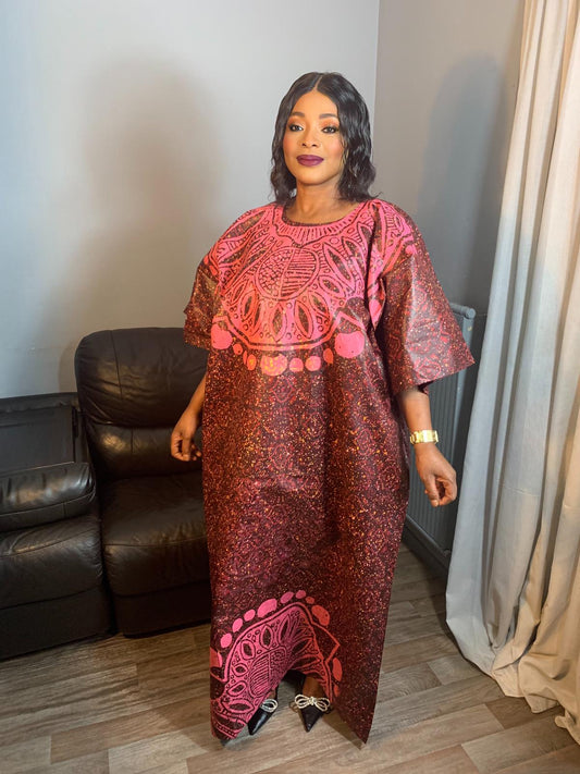 Langes Batikkleid, Tie and Dye, handgefertigt von Adire