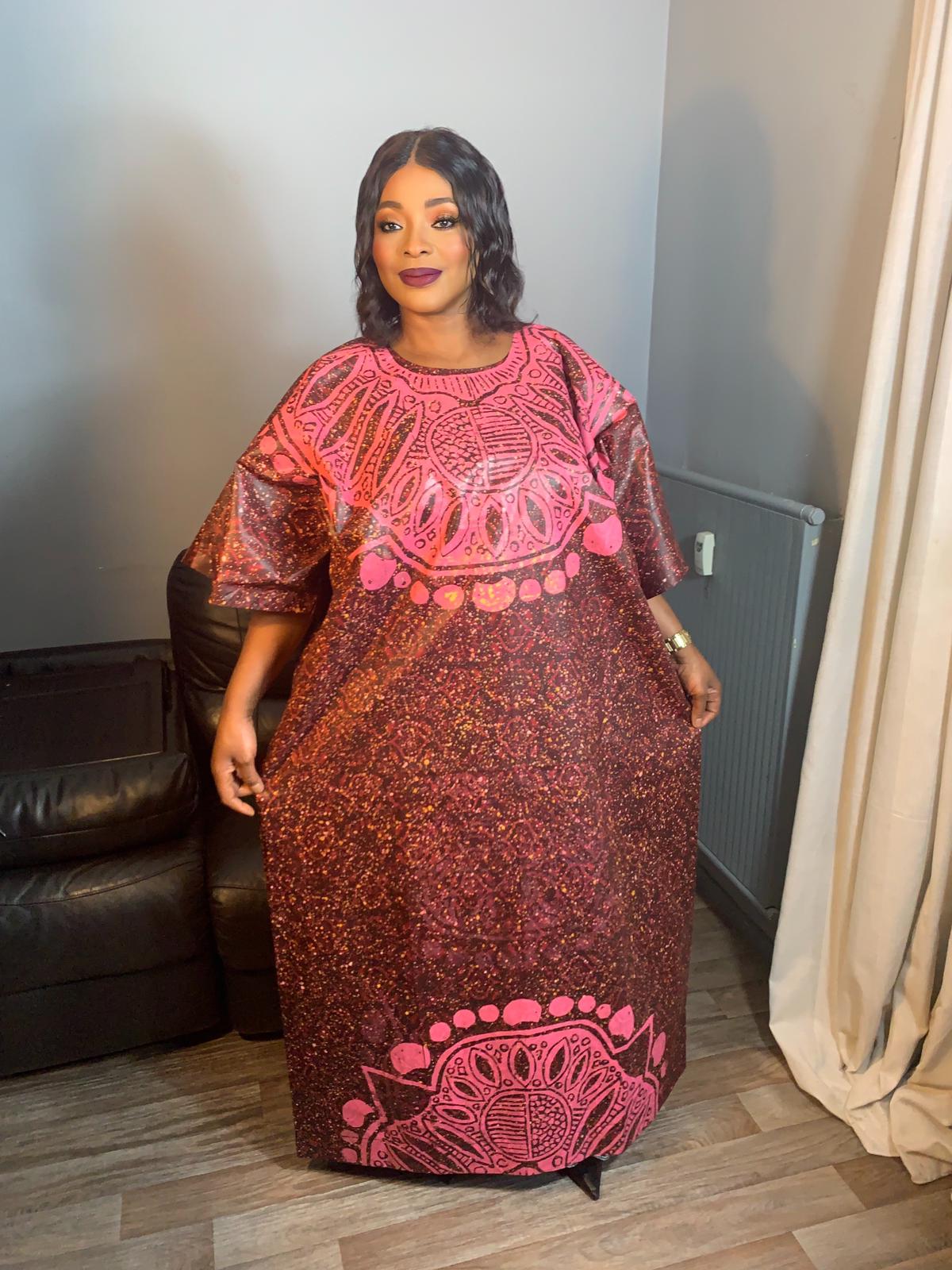 Langes Batikkleid, Tie and Dye, handgefertigt von Adire