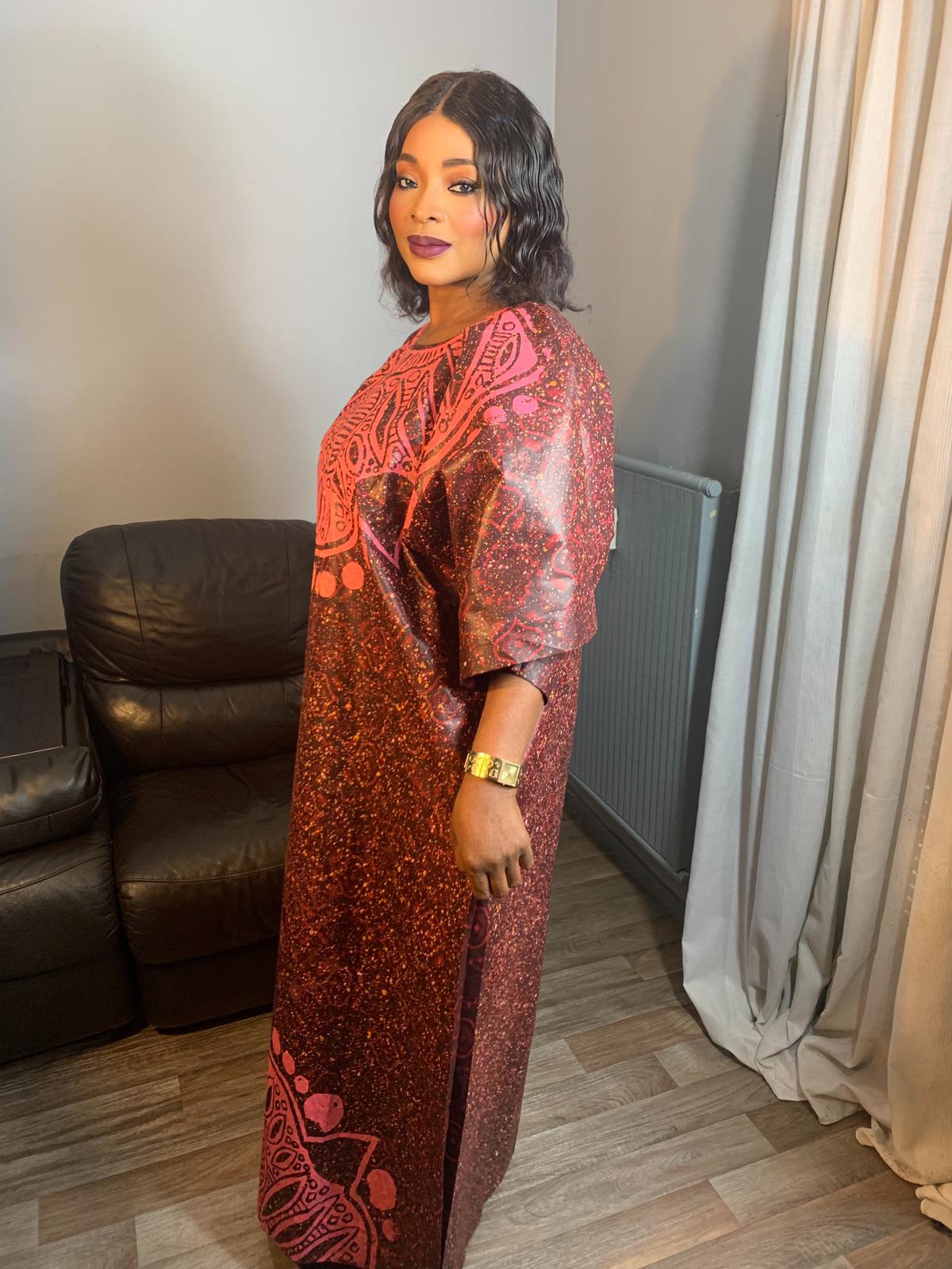 Langes Batikkleid, Tie and Dye, handgefertigt von Adire