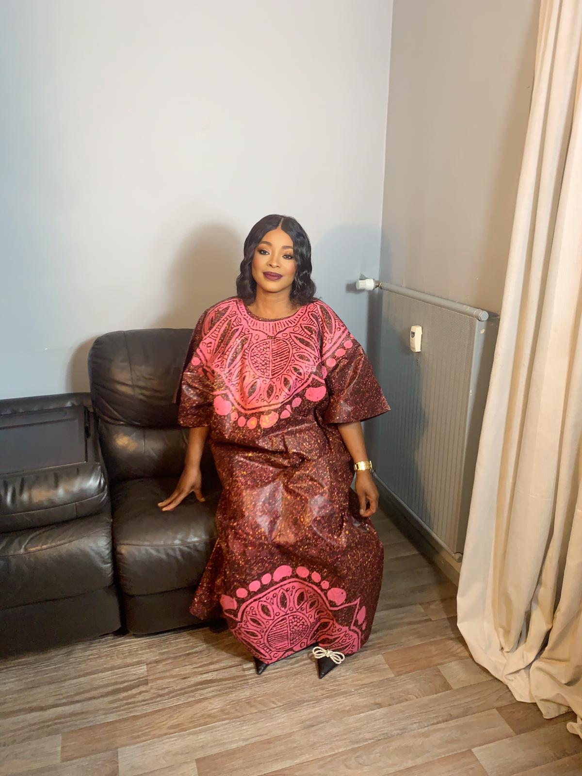 Langes Batikkleid, Tie and Dye, handgefertigt von Adire