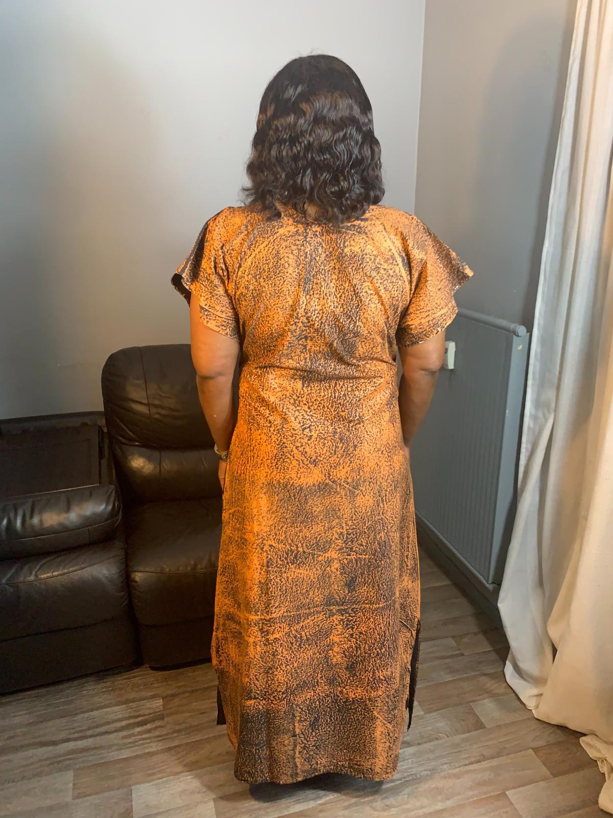 Langes Batikkleid, Tye and Dye, handgefertigt von Adire