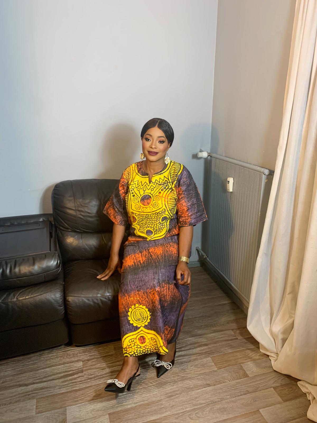 Langes Batikkleid, Tie and Dye, handgefertigt von Adire