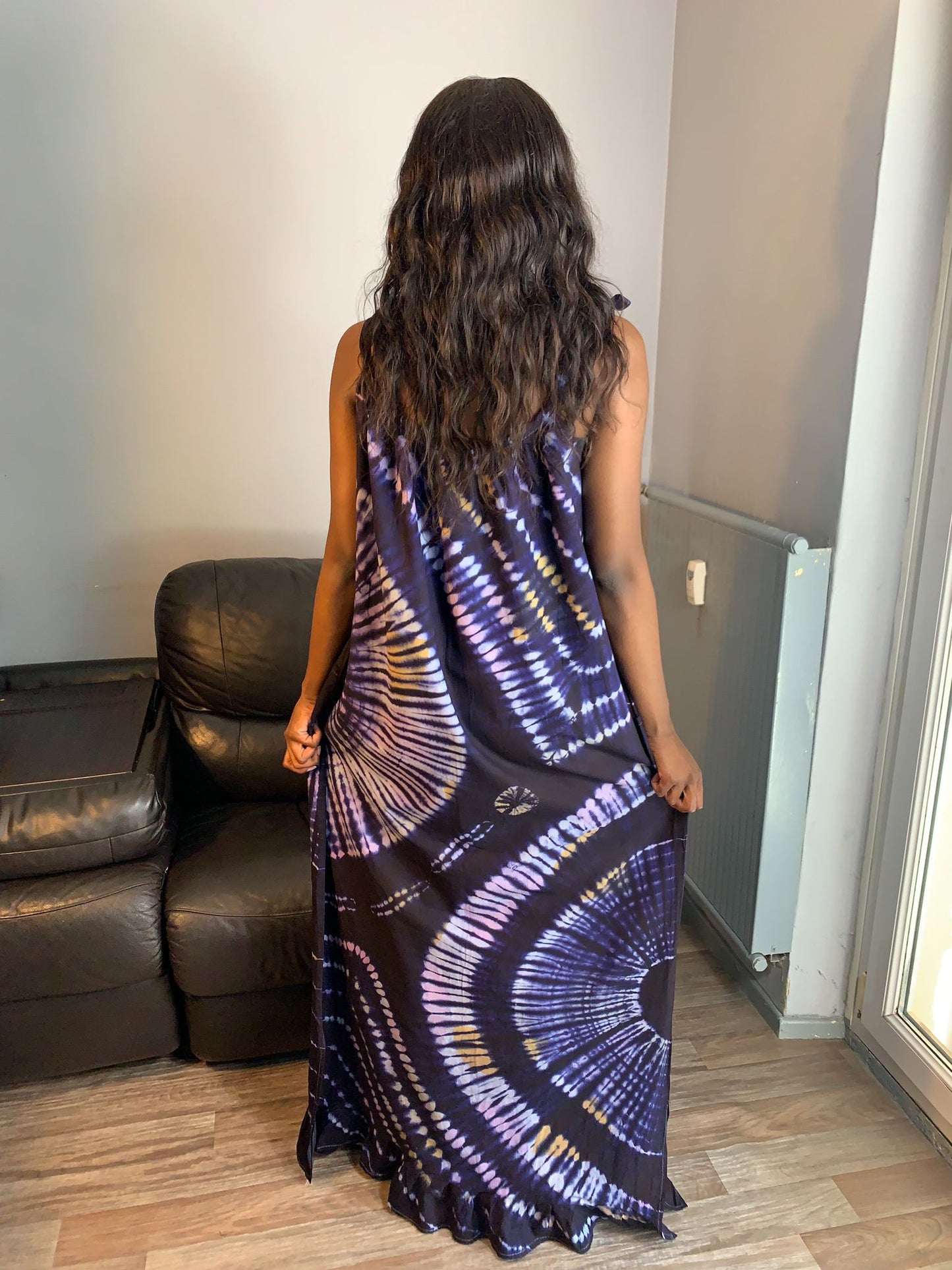 Robe Bleu Indigo Multicolore Tye and Dye 100% coton