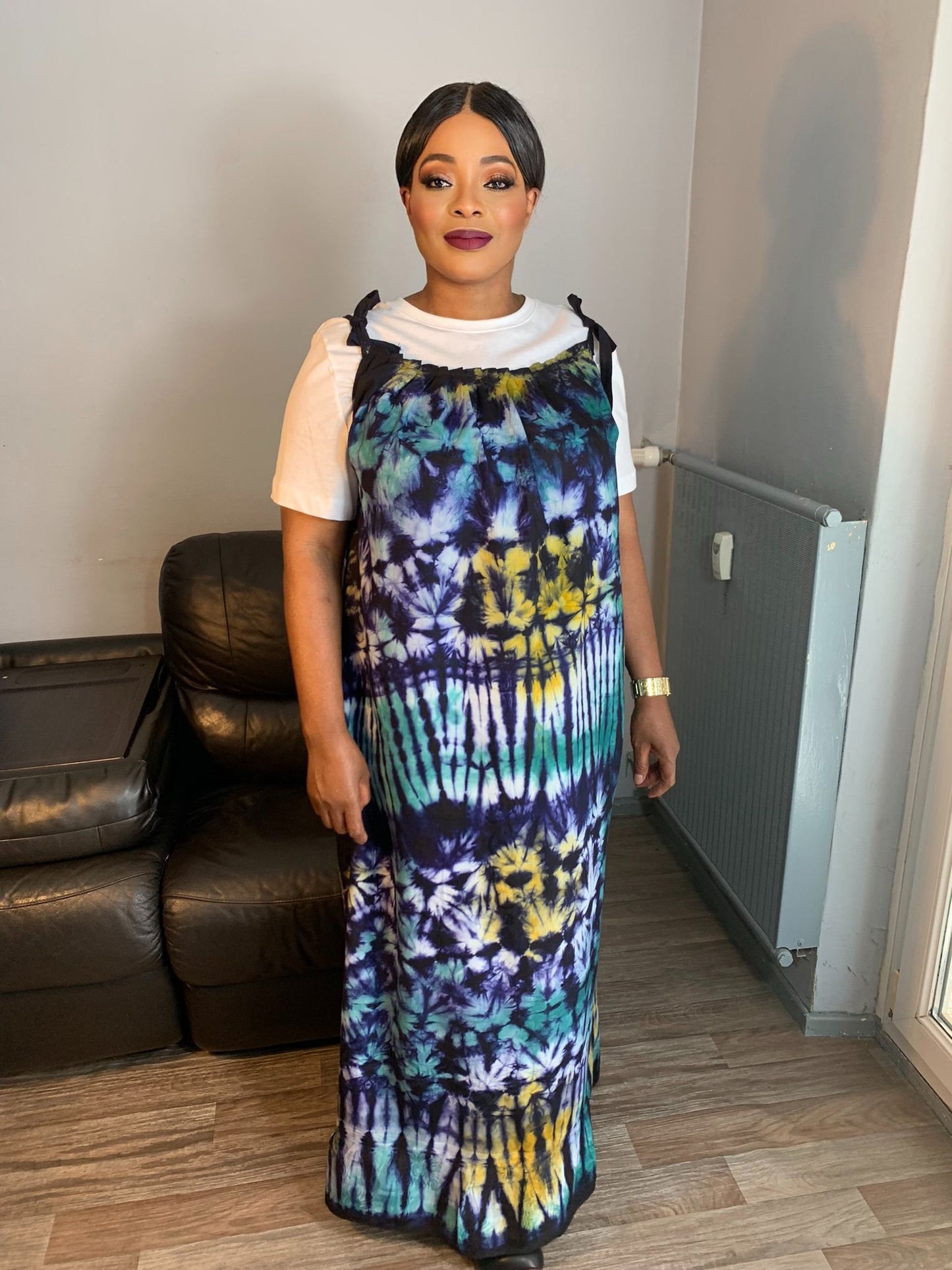 Robe Bleu Indigo Multicolore Tye and Dye 100% coton