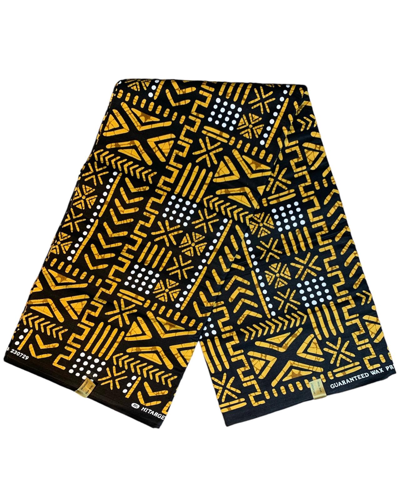 Tissus en Wax 1 à 6 Yards Marque "Hitarget" 100%Coton Wax Motif : Bogolan Design Ethnique