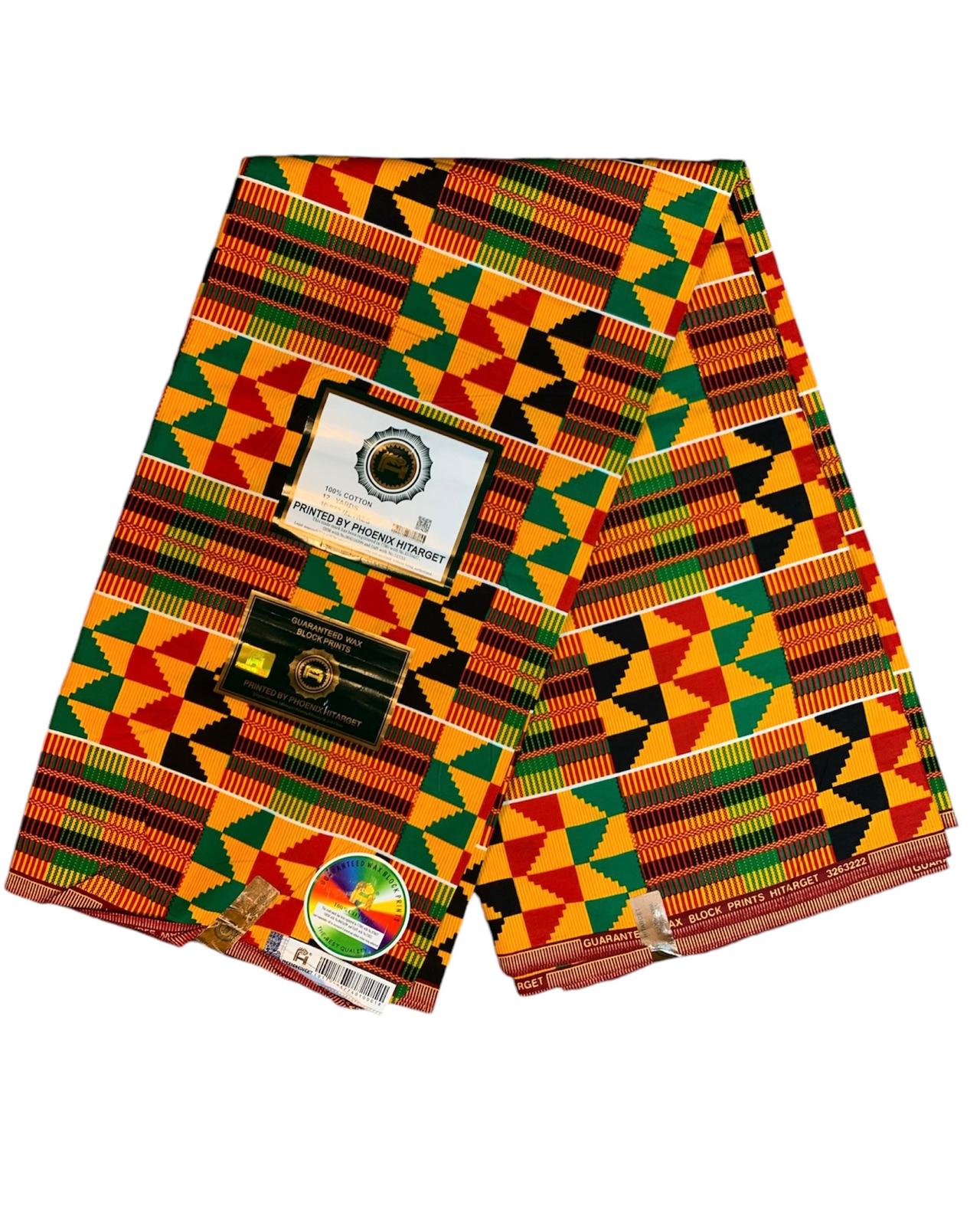 Tissus en Wax100%Coton 1 à 6 Yards Marque "Hitarget" Wax Motif : Kente