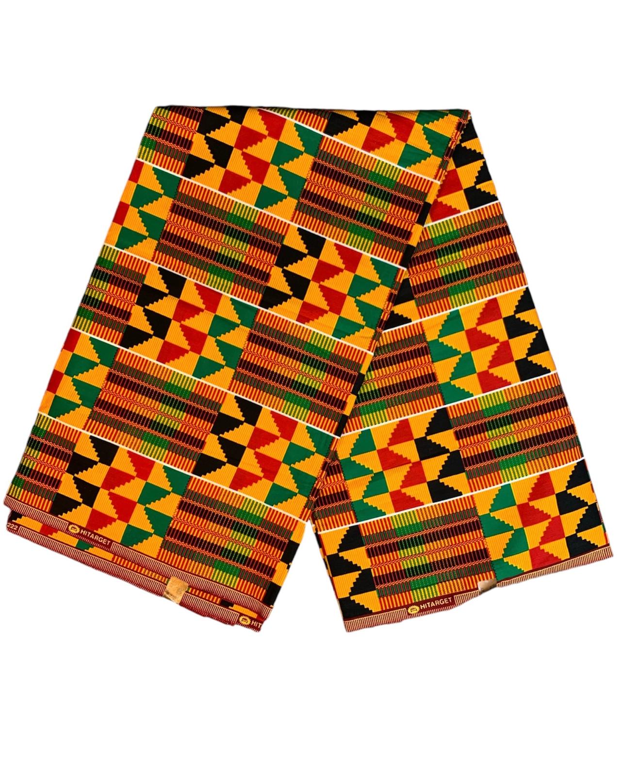 Tissus en Wax100%Coton 1 à 6 Yards Marque "Hitarget" Wax Motif : Kente