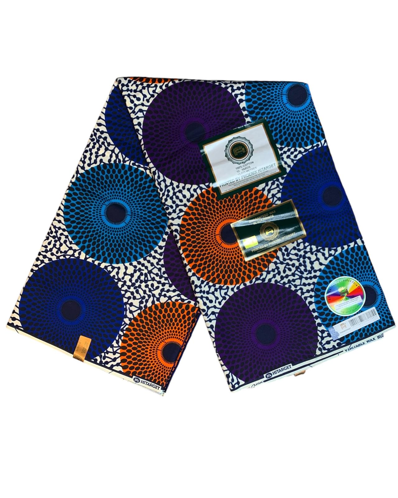 Tissus Wax Africain 100%Coton 1 à 6 Yards Marque "Hitarget" Motif : Grand Disque