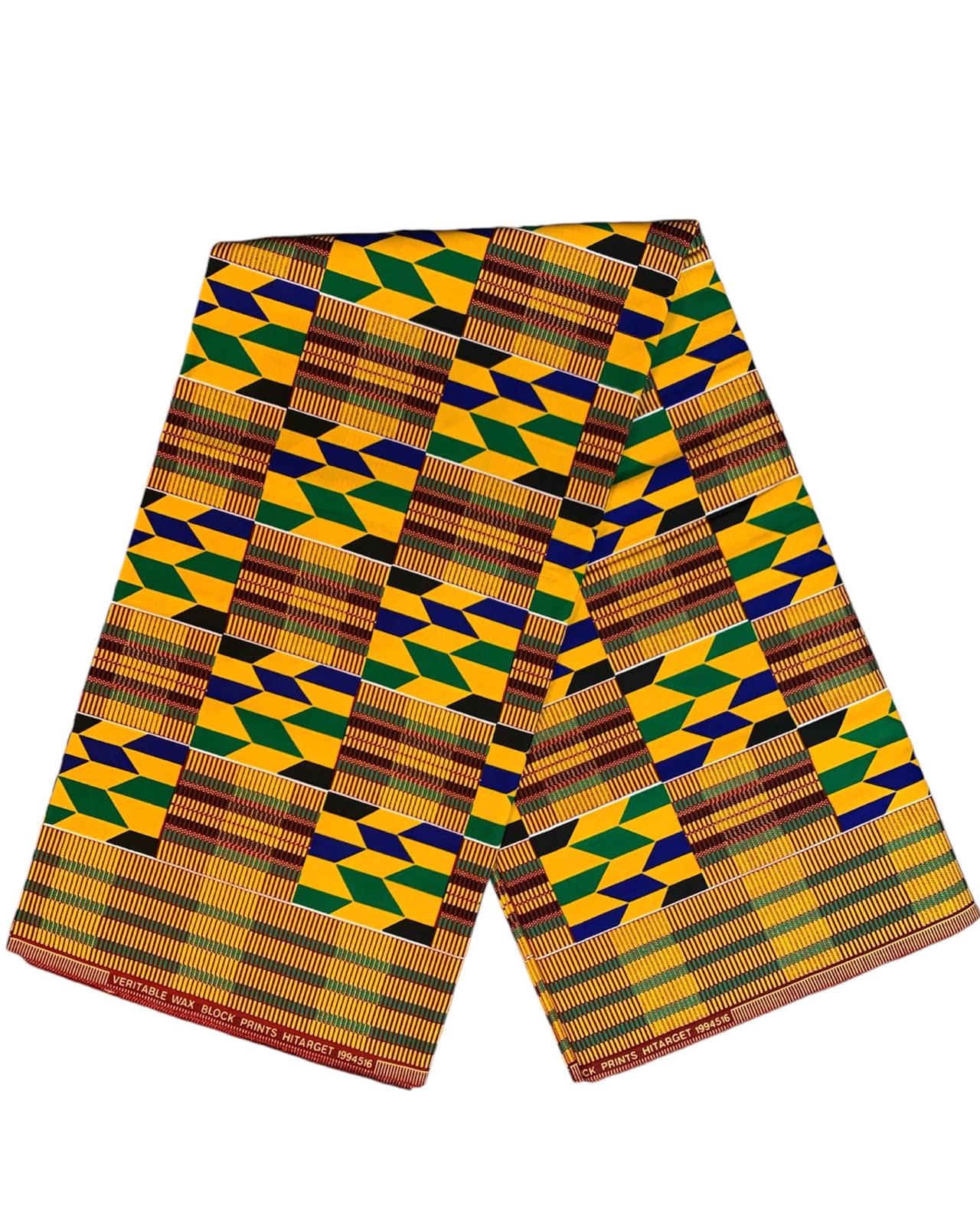 Tissus en Wax 1 à 5 Yards Marque "Hitarget" Wax Qualité Supérieure Real Wax Motif : Kente