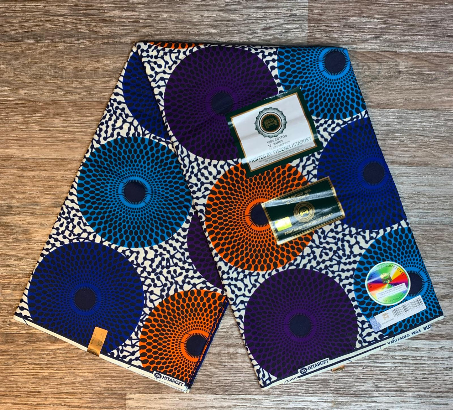 Tissus Wax Africain 100%Coton 1 à 6 Yards Marque "Hitarget" Motif : Grand Disque
