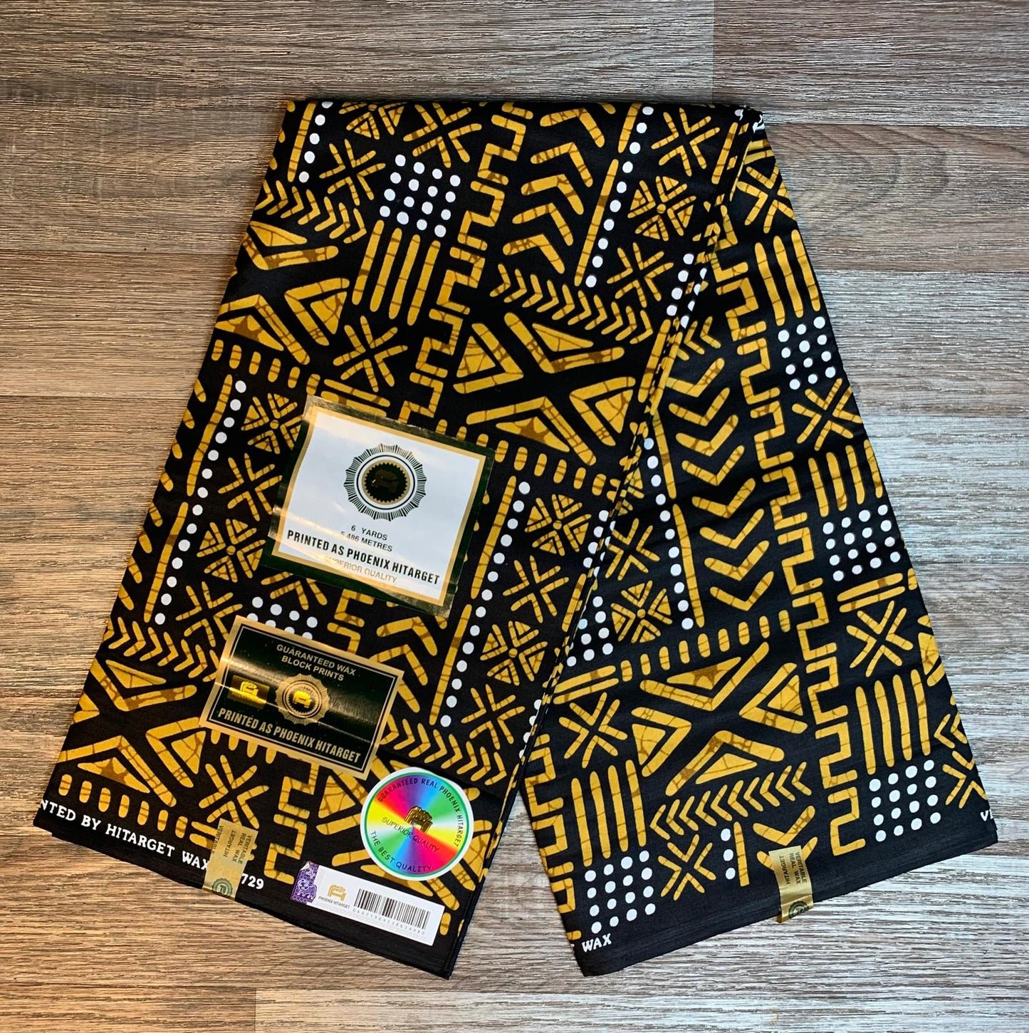 Tissus en Wax 1 à 6 Yards Marque "Hitarget" 100%Coton Wax Motif : Bogolan Design Ethnique