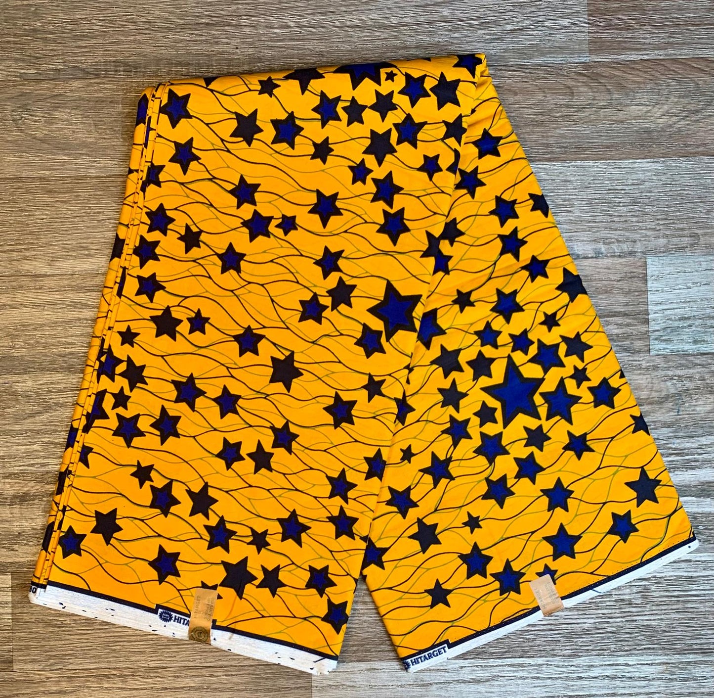 Tissus Wax Africain 100% Coton Ankara 1 à 6 yard, Wax Hitarget Authentique Motif : Étoilé Bleu