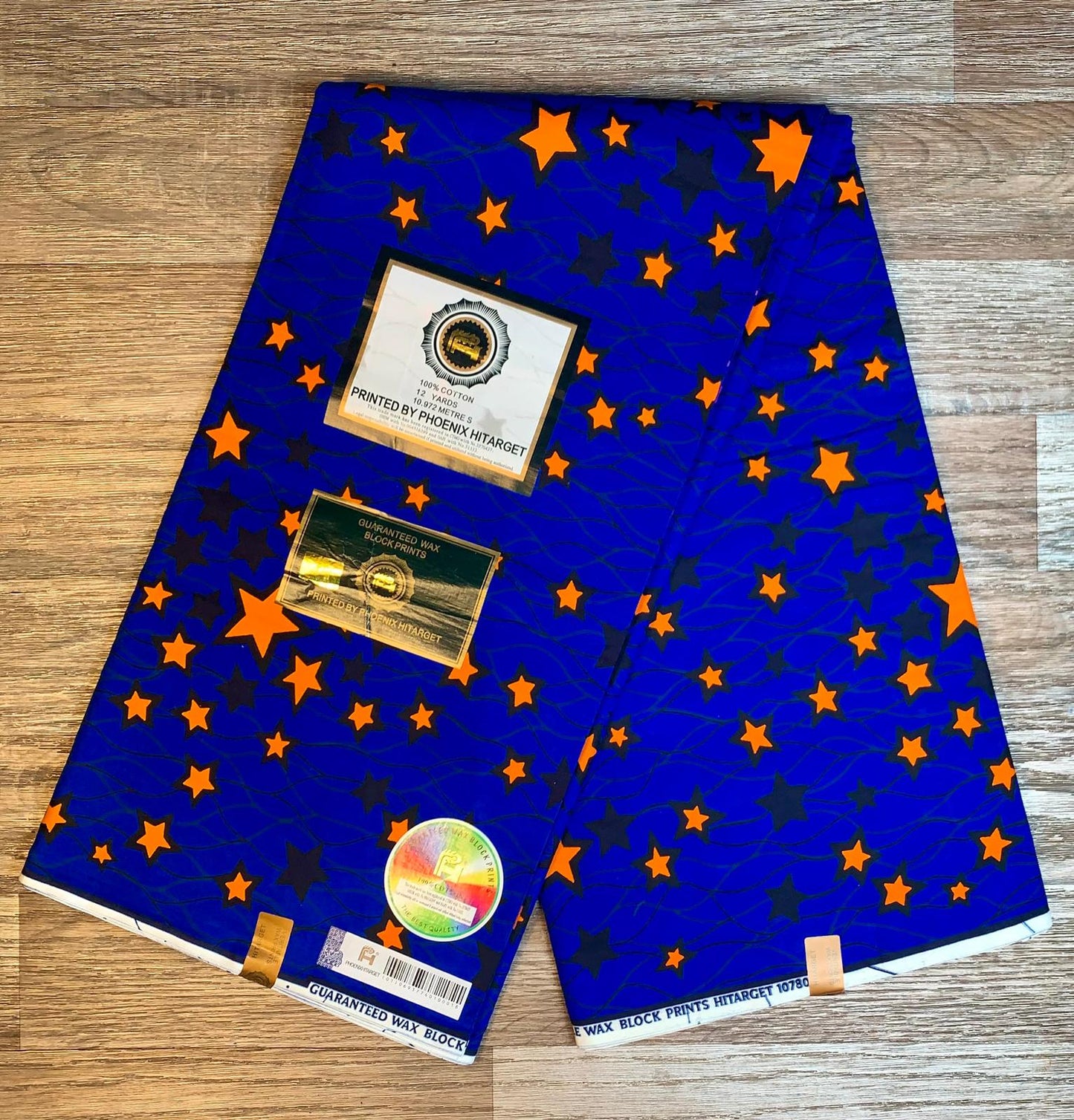 Tissus Wax Africain 100% Coton Ankara Design 1 à 12 yards Wax Hitarget Authentique motif : Étoilé