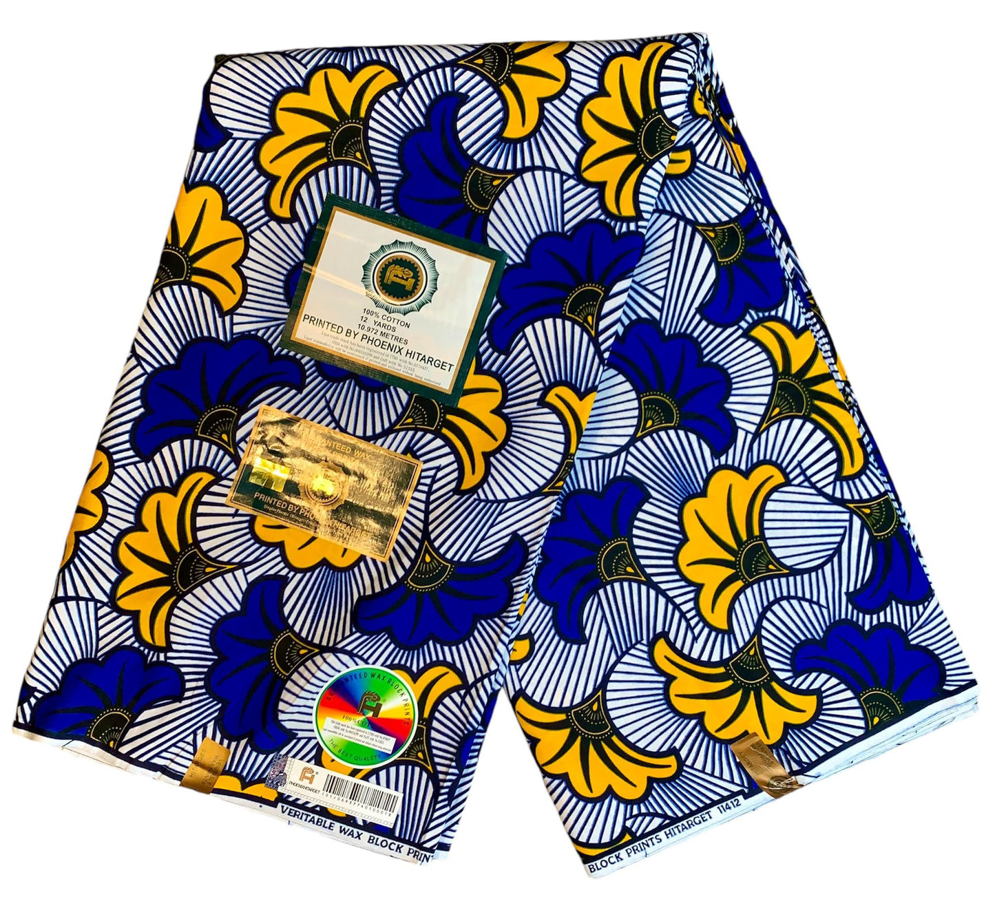Tissus Wax Africain 100% Coton Ankara De 1 à 12 yards Wax Hitarget Fleur de Mariage Jaune Multicolore