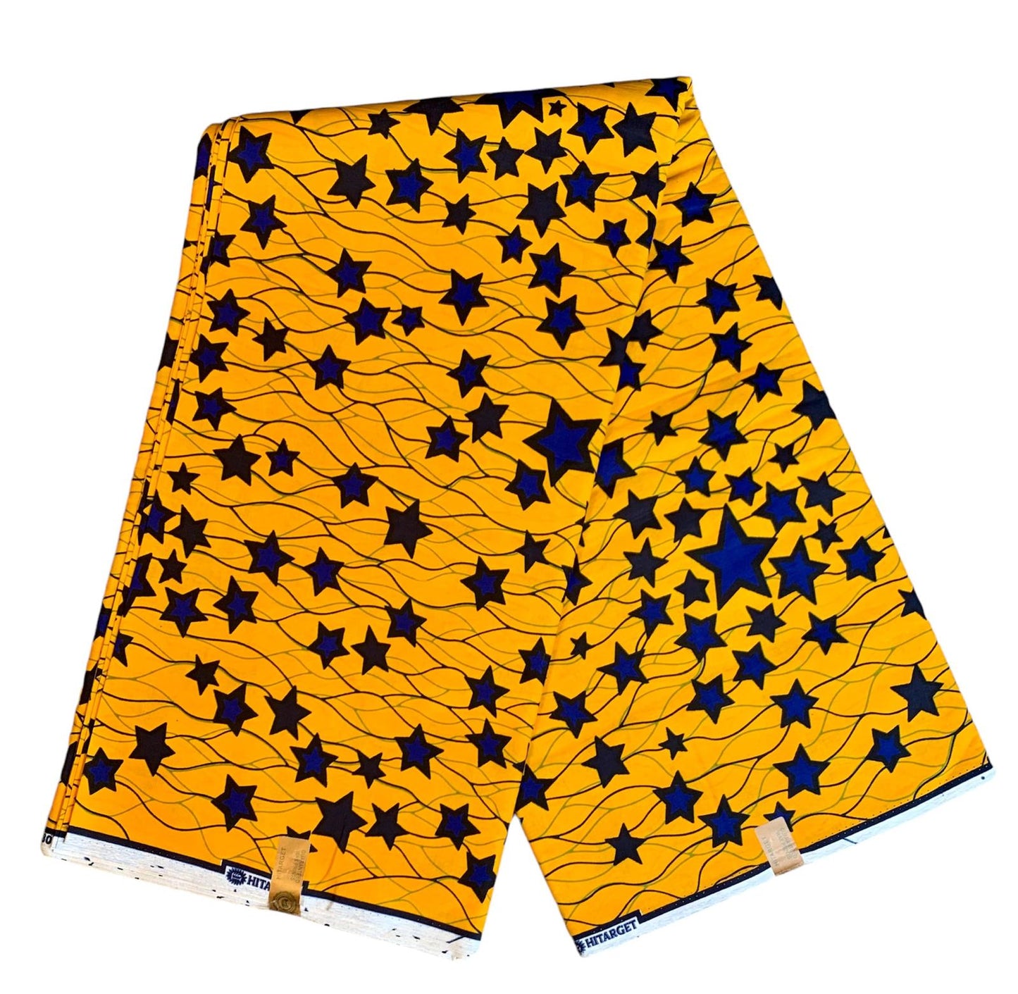 Tissus Wax Africain 100% Coton Ankara 1 à 6 yard, Wax Hitarget Authentique Motif : Étoilé Bleu