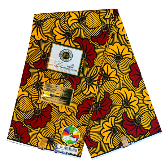 Afrikanischer Wachsstoff, 100 % Baumwolle, Ankara-Design, 1 bis 6 Yards, Hitarget Authentisches Wachsmuster: Mehrfarbige Hochzeitsblume