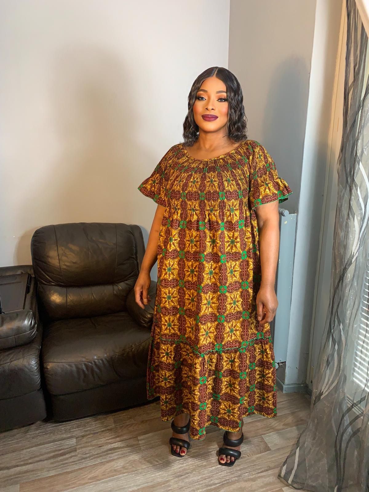 Robe Wax Africain Ovale.