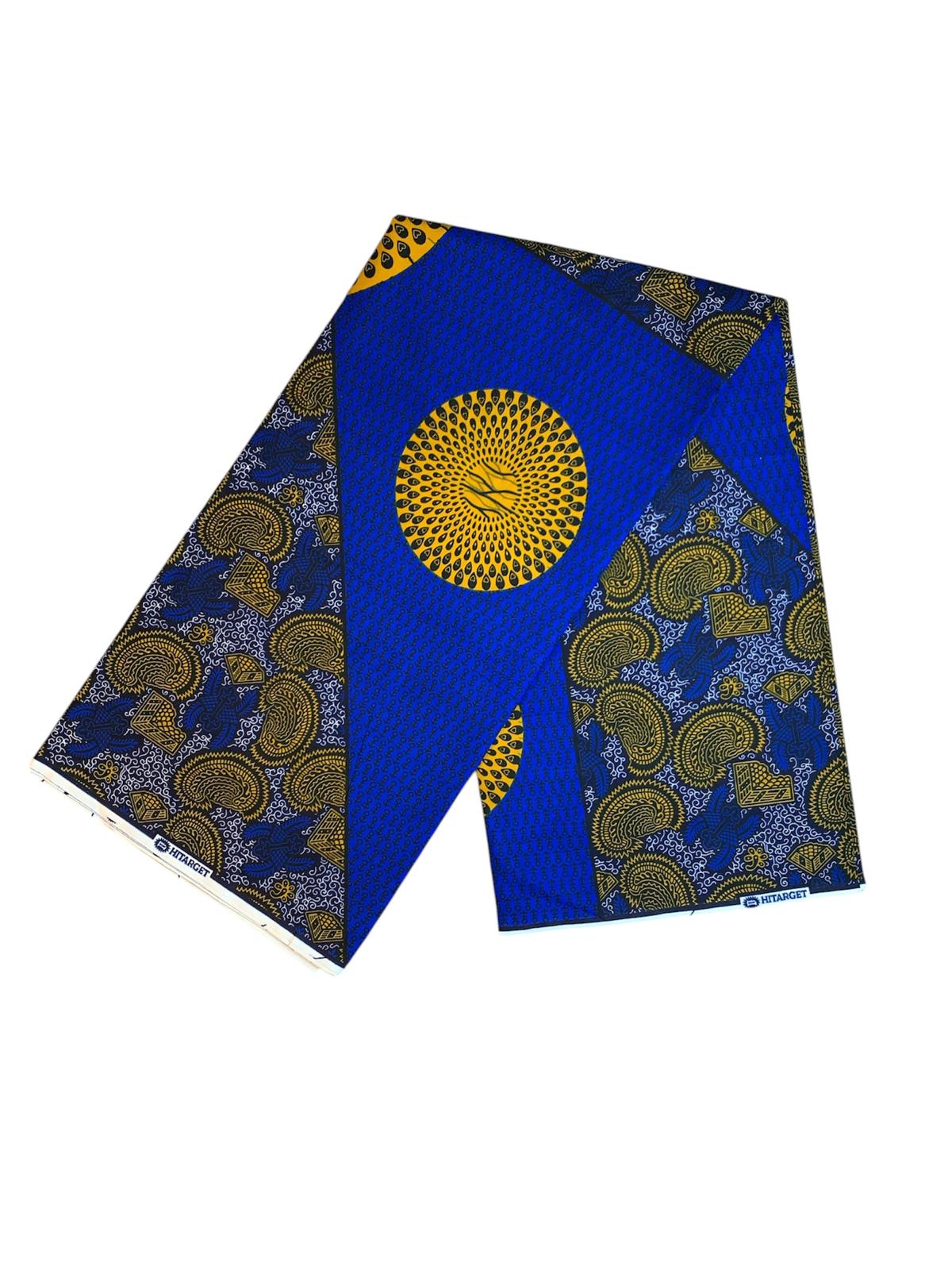 Tissus Wax Africain 100% Coton Ankara 1 à 6 yard Wax Hitarget Bleu